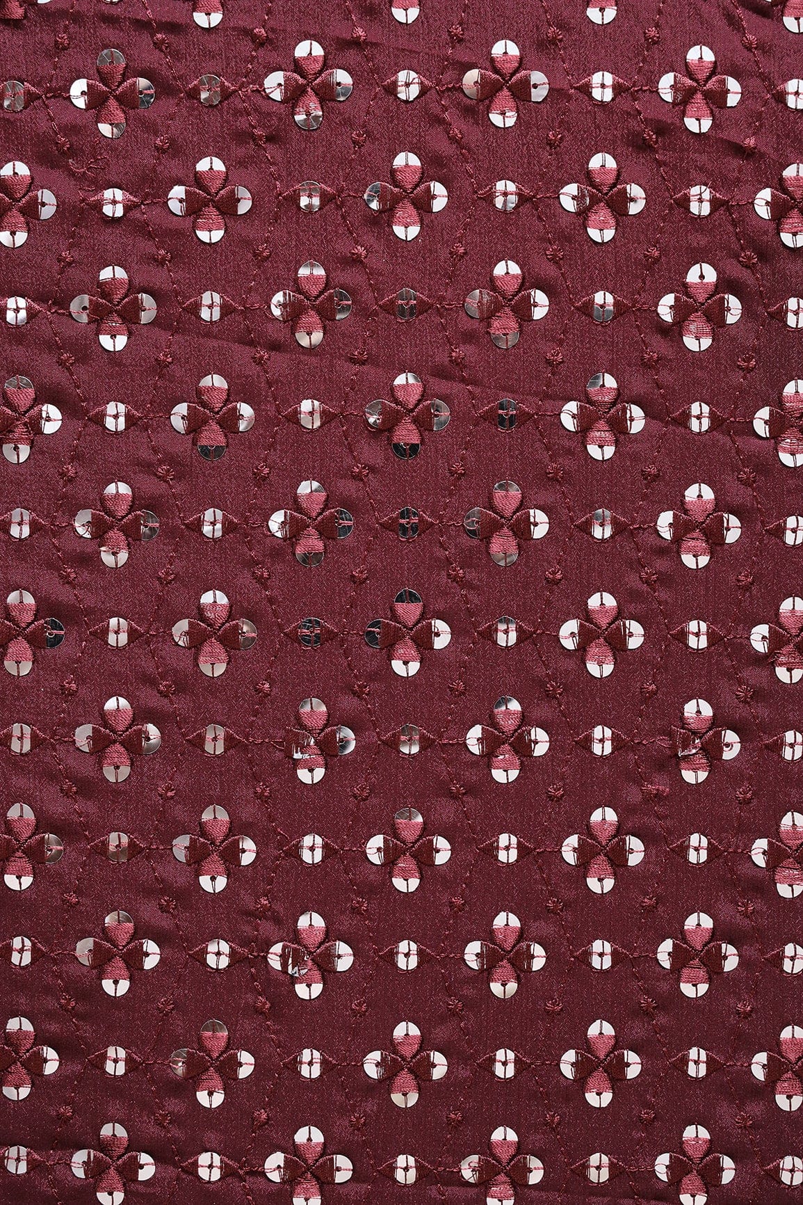 doeraa Embroidery Fabrics Wine Thread With Sequins Geometric Embroidery Work On Wine Chinnon Chiffon Fabric