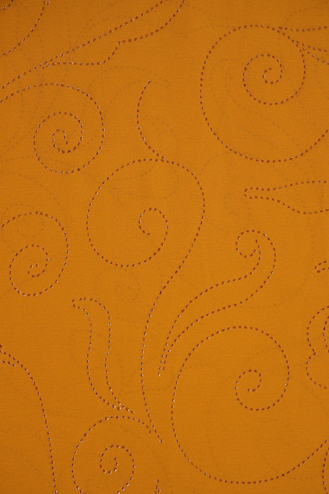 doeraa Embroidery Fabrics Yellow Ethnic Laser Cut Foil Print On Georgette Fabric
