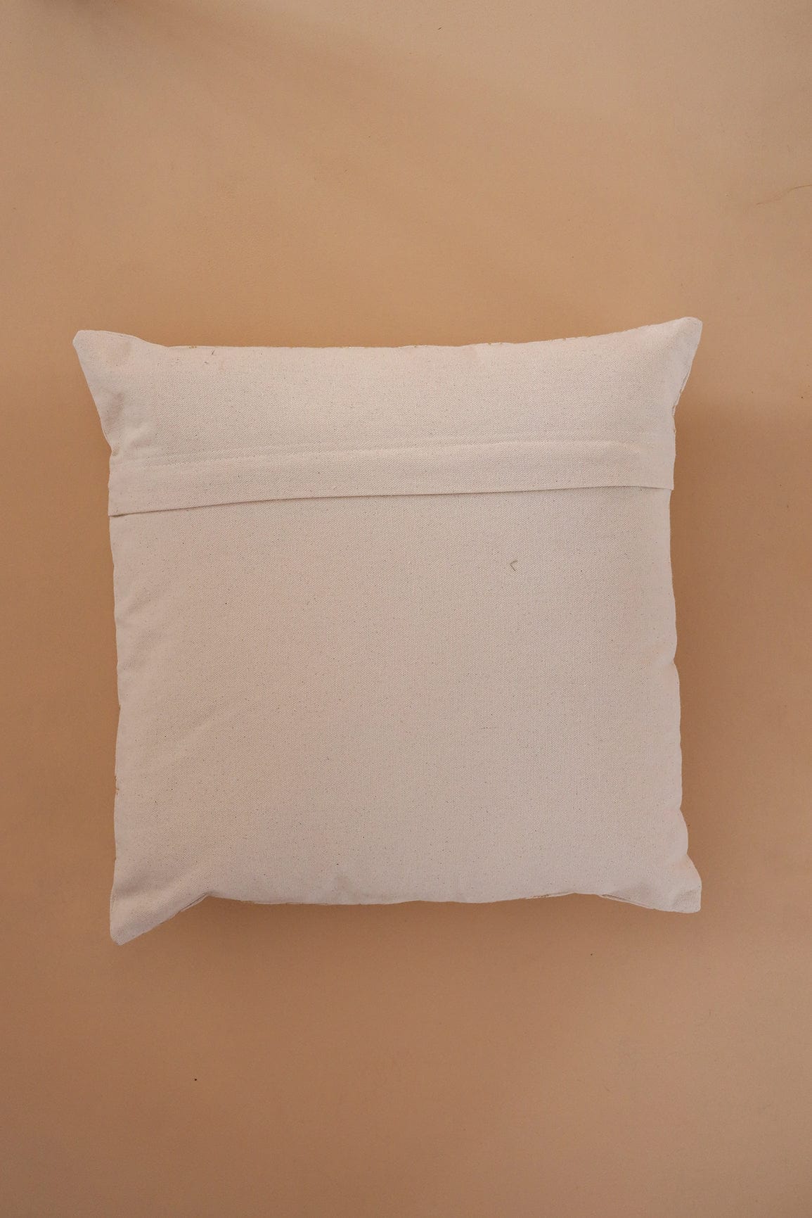 doeraa Gold Embroidery on off white cotton Cushion Cover (16*16 inches)