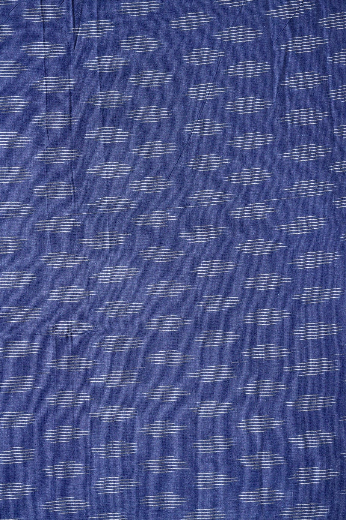 doeraa Hand Woven Blue And White Geometric Pattern Handwoven Ikat Organic Cotton Fabric