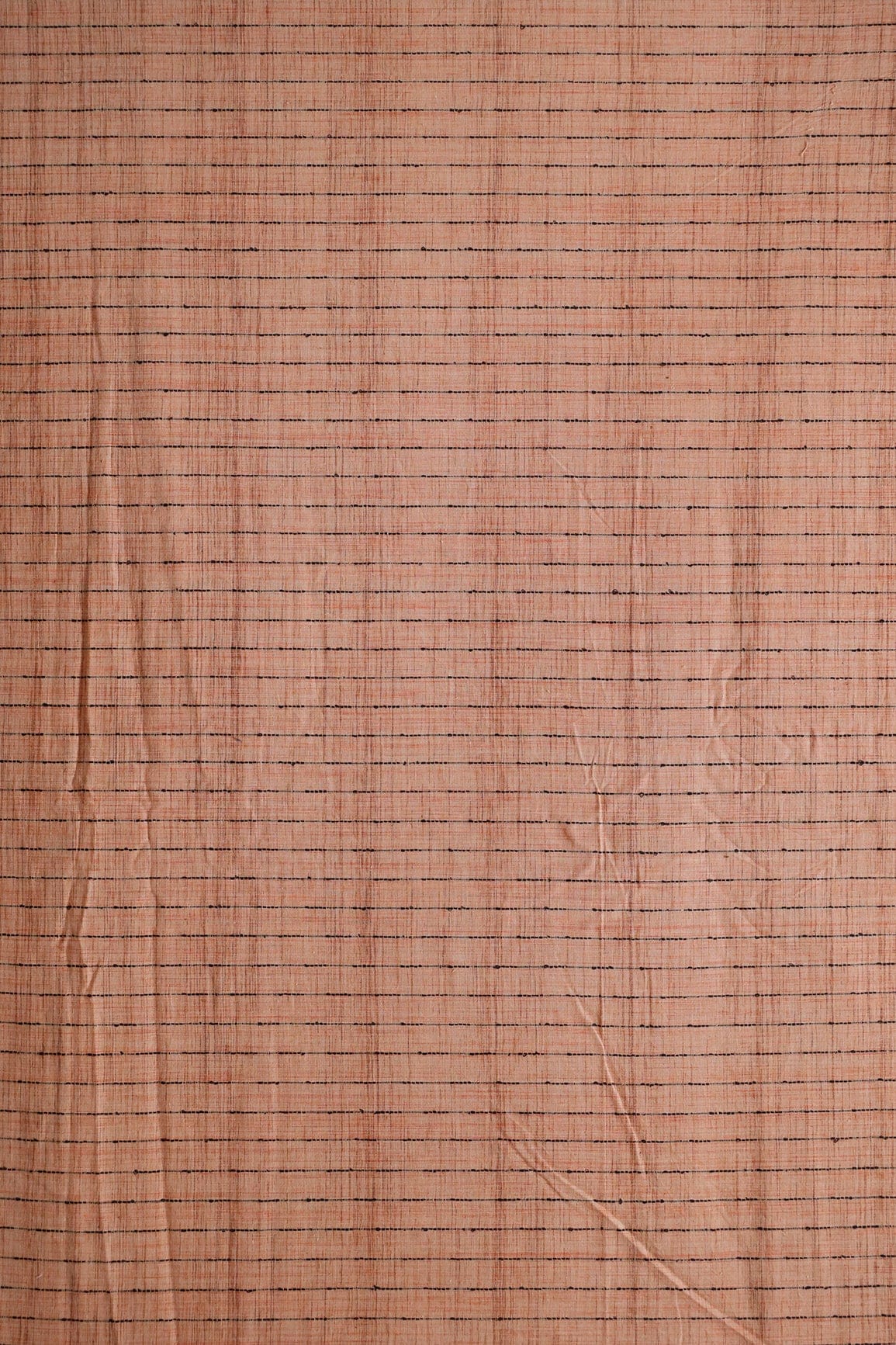 doeraa Hand Woven Peach Stripes Textured Handwoven Organic Cotton Fabric