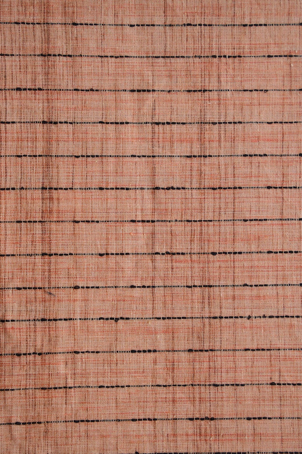 doeraa Hand Woven Peach Stripes Textured Handwoven Organic Cotton Fabric