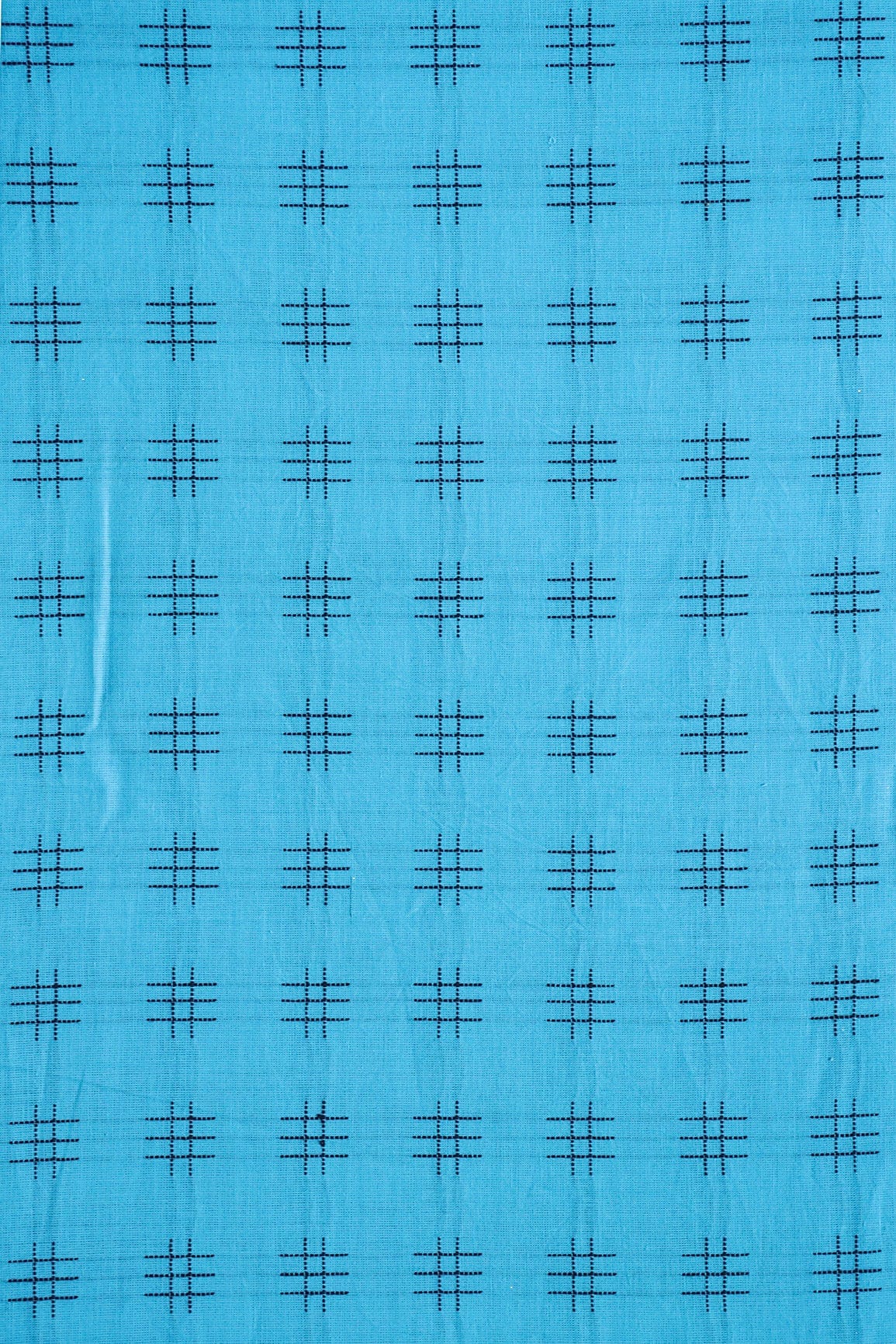 doeraa Hand Woven Rama And Black Geometric Jamdani Handwoven Organic Cotton Fabric
