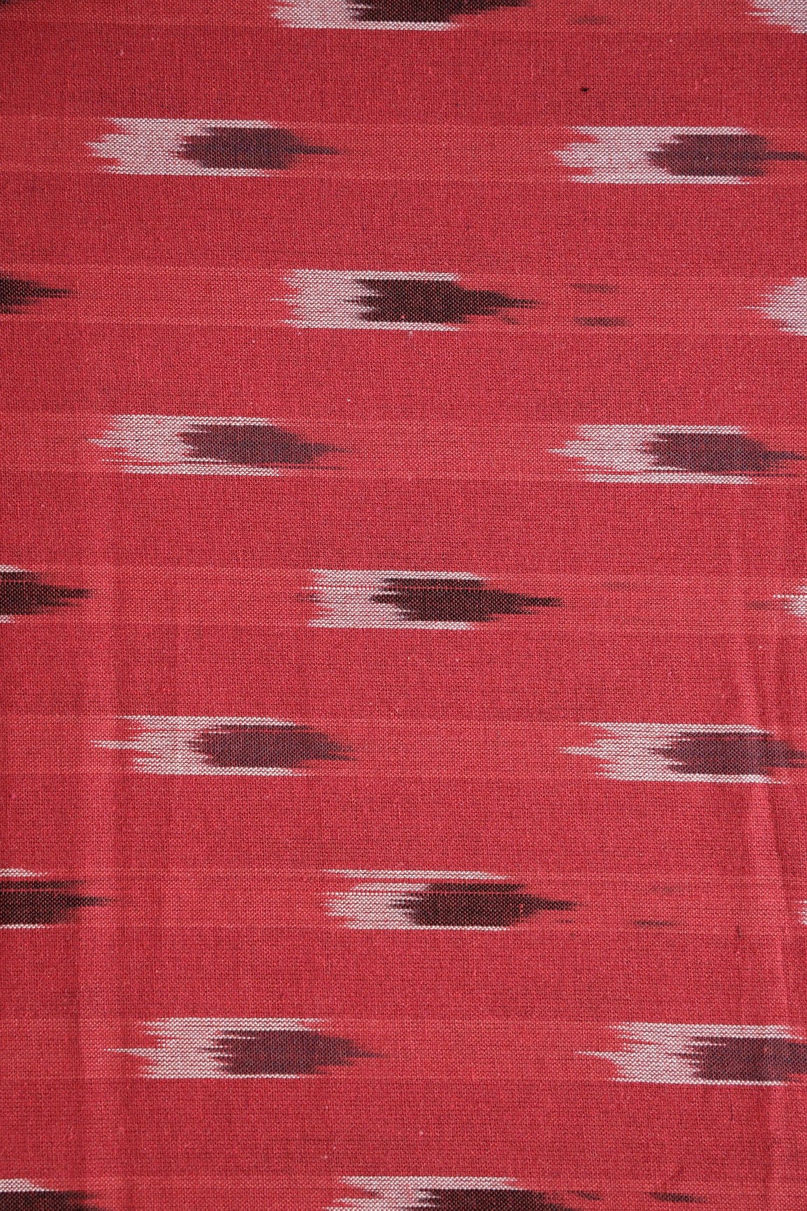 doeraa Hand Woven Red And Black Stripes Pattern Handwoven Ikat Organic Cotton Fabric