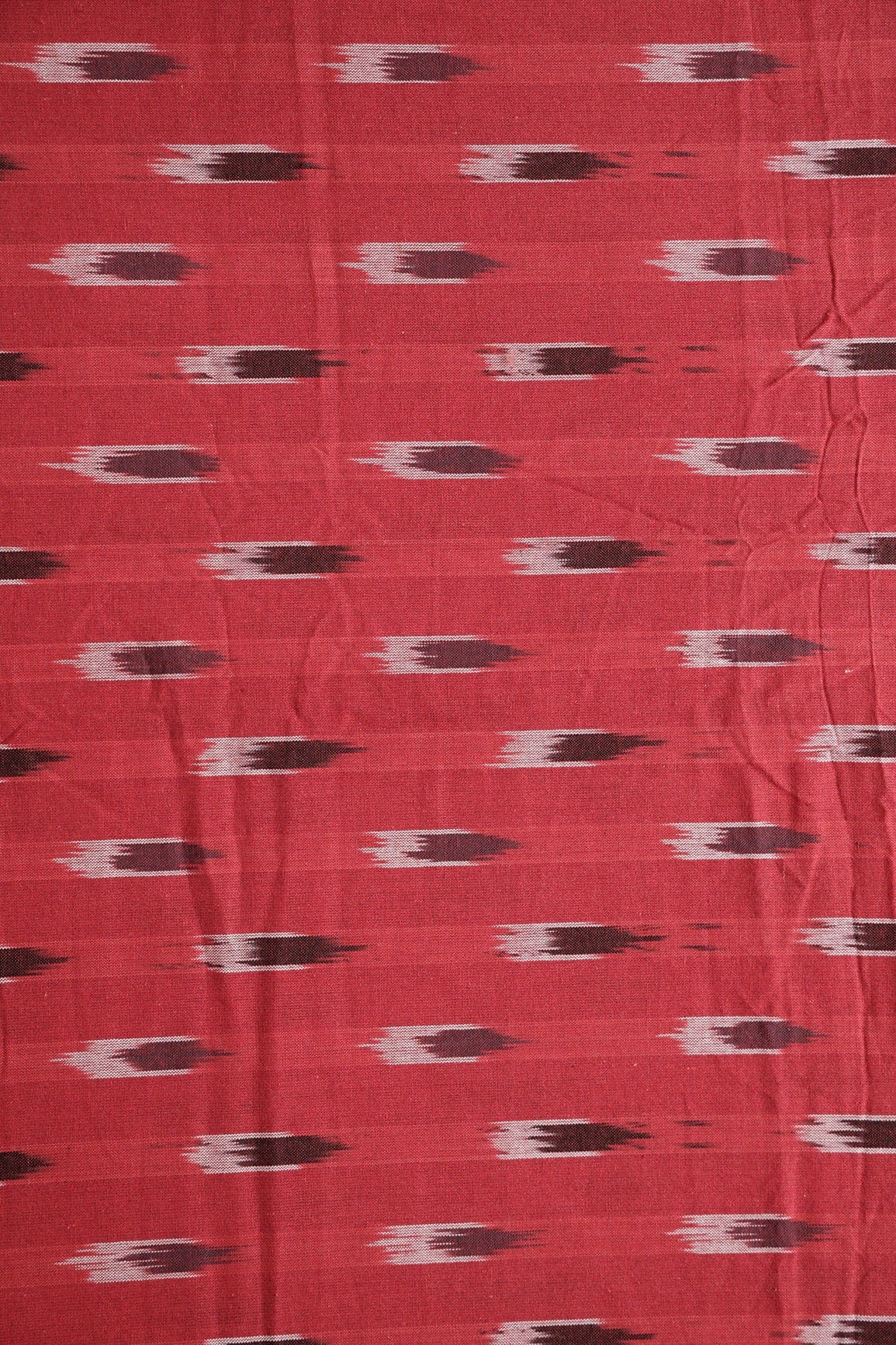 doeraa Hand Woven Red And Black Stripes Pattern Handwoven Ikat Organic Cotton Fabric