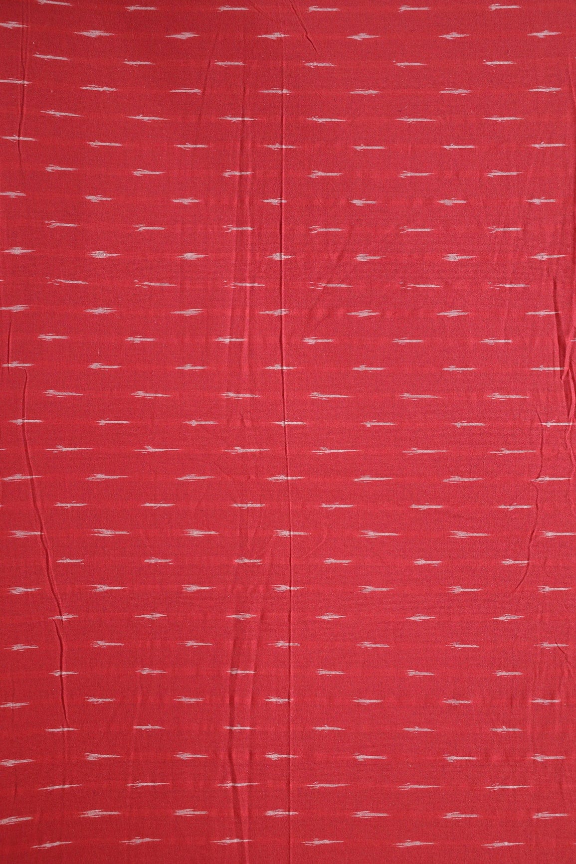 doeraa Hand Woven Red And White Geometric Pattern Handwoven Ikat Organic Cotton Fabric