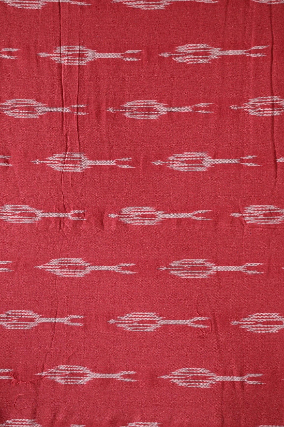 doeraa Hand Woven Red And White Geometric Pattern Handwoven Ikat Organic Cotton Fabric