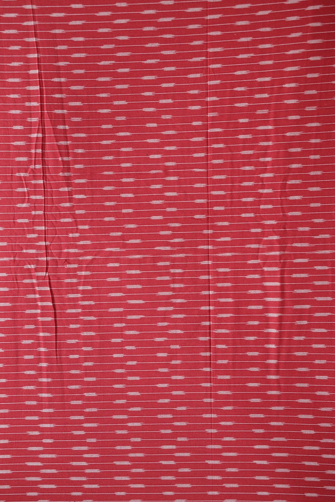 doeraa Hand Woven Red And White Stripes Pattern Handwoven Ikat Organic Cotton Fabric