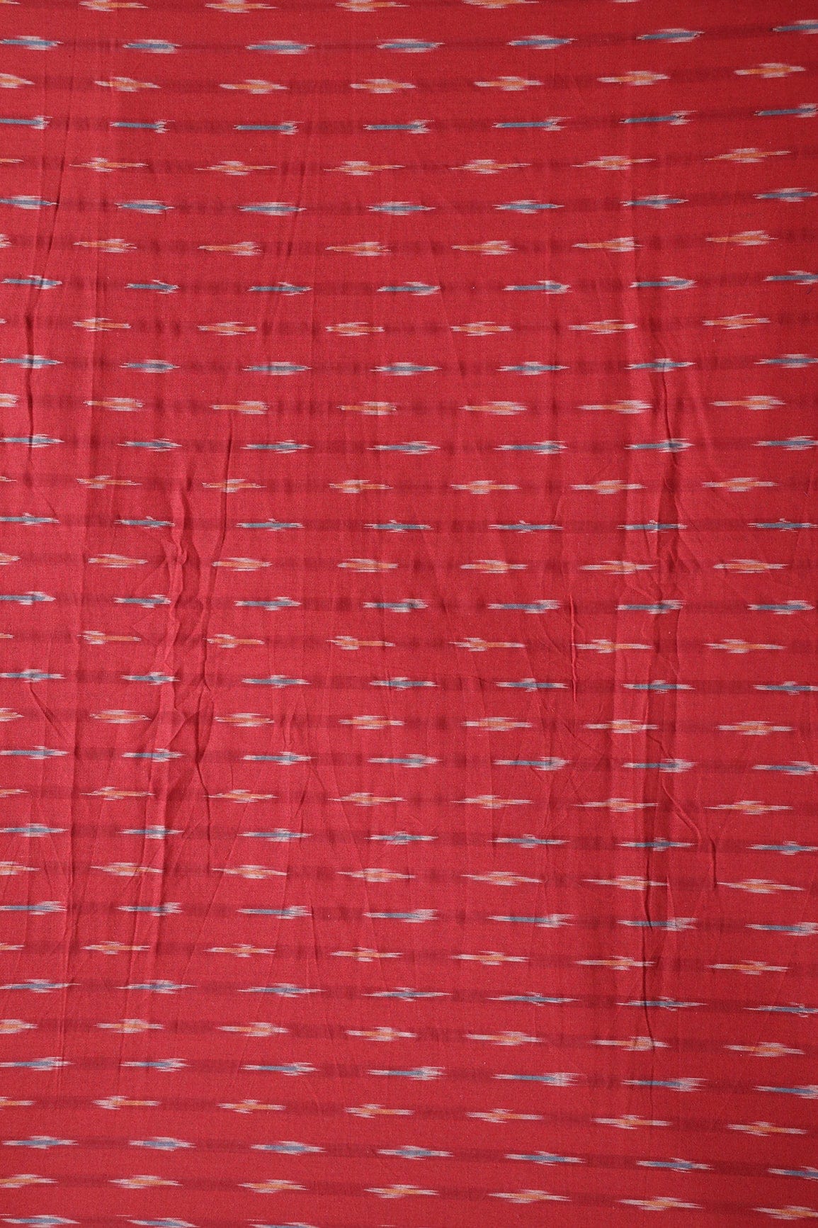 doeraa Hand Woven Red And Yellow Stripes Pattern Handwoven Ikat Organic Cotton Fabric