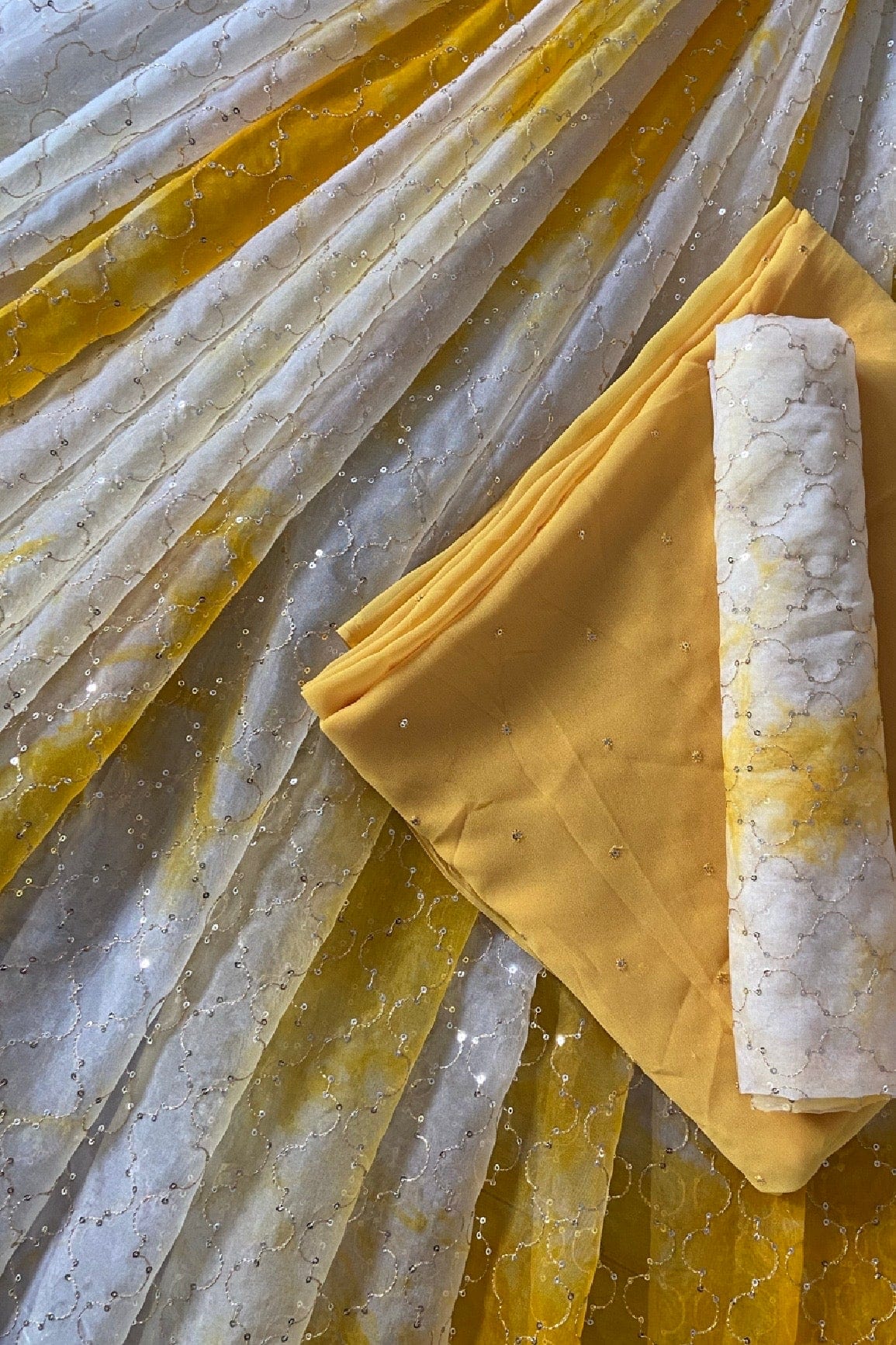 doeraa LEHENGA SET Yellow Unstitched Lehenga Set Fabric (3 Piece)