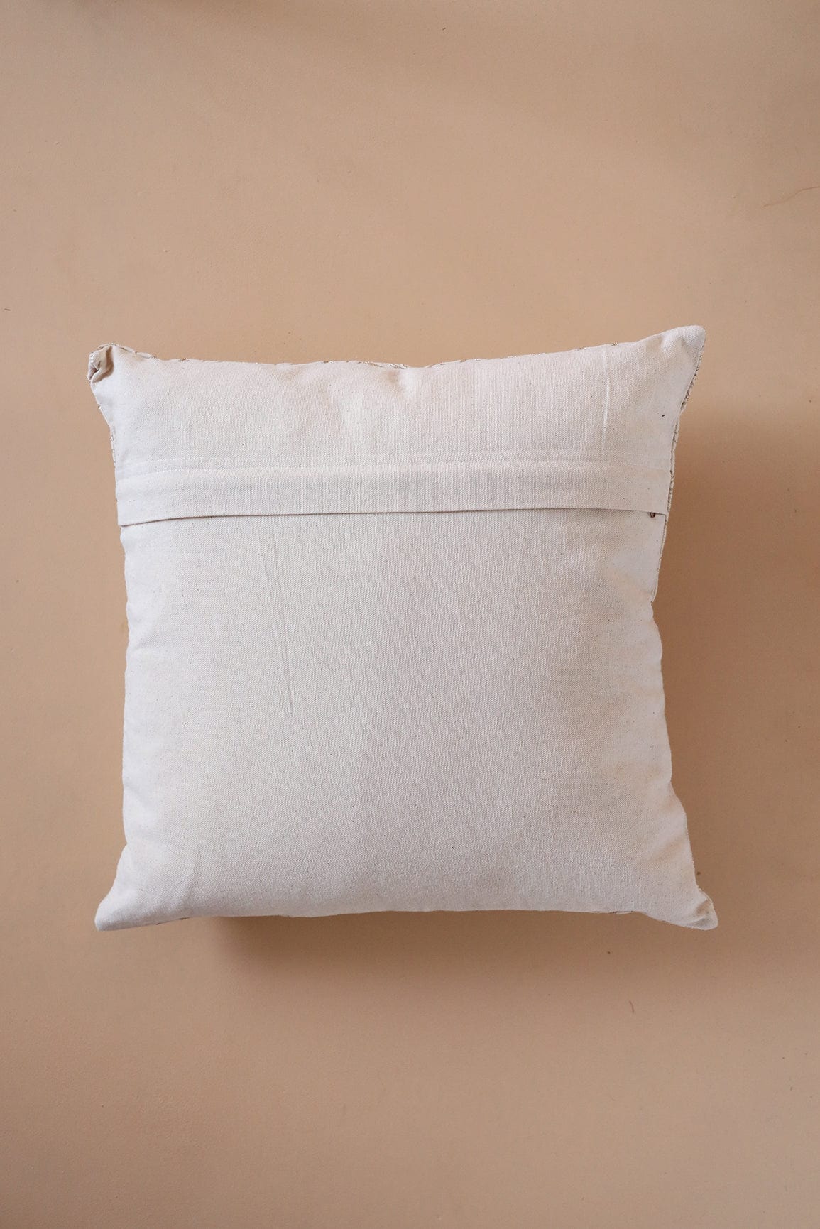 doeraa Modern Concept Beige Embroidery on Off White cotton Cushion Cover (16*16 inches)