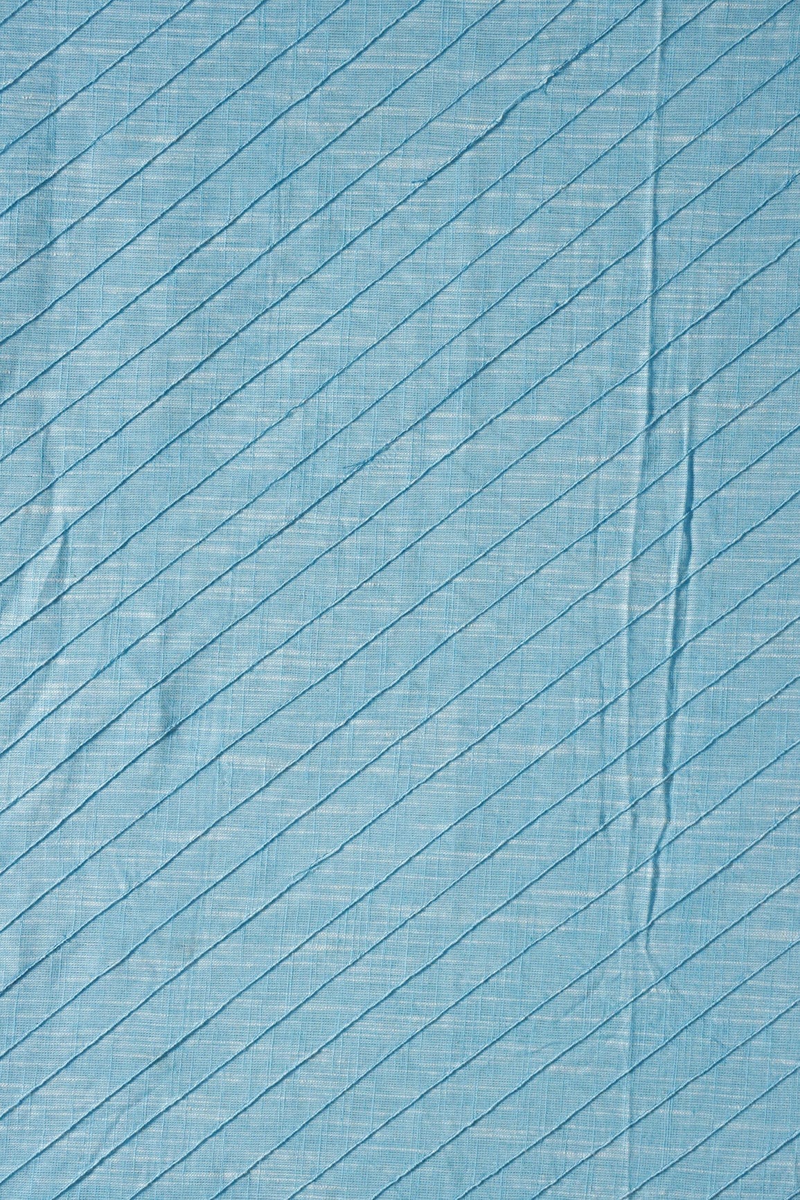 doeraa Plain Dyed Fabrics Sky Blue Stripes Pin-Tucks Plain Cotton Fabric
