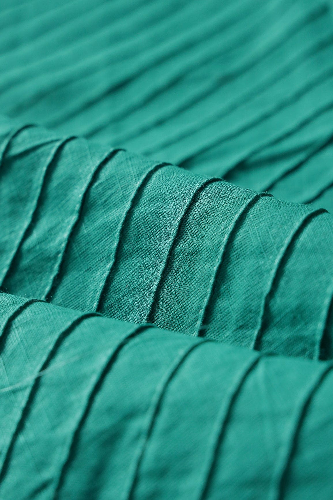 doeraa Plain Dyed Fabrics Turquoise Stripes Pin-Tucks Plain Cotton Fabric