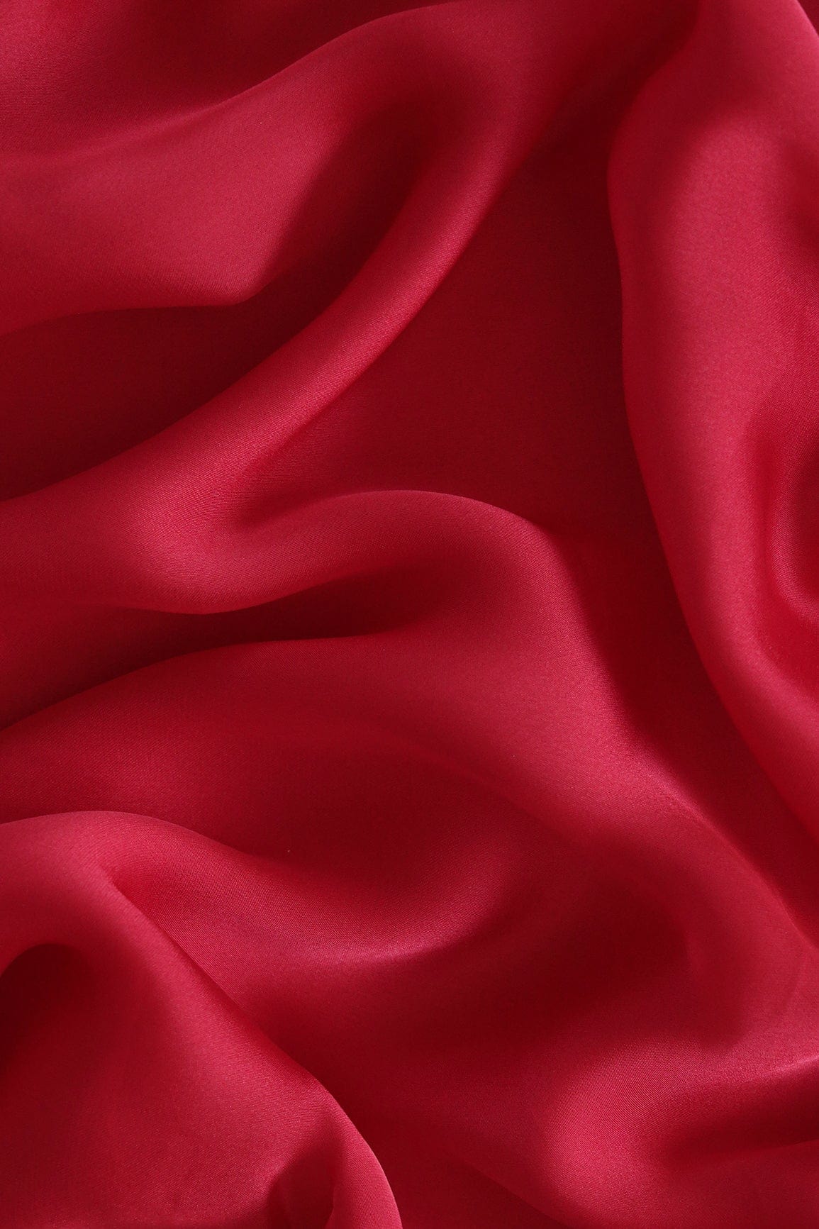 doeraa Plain Fabrics Cherry Red Dyed Georgette Satin Fabric