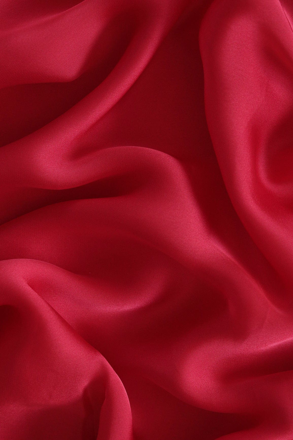 doeraa Plain Fabrics Cherry Red Dyed Georgette Satin Fabric