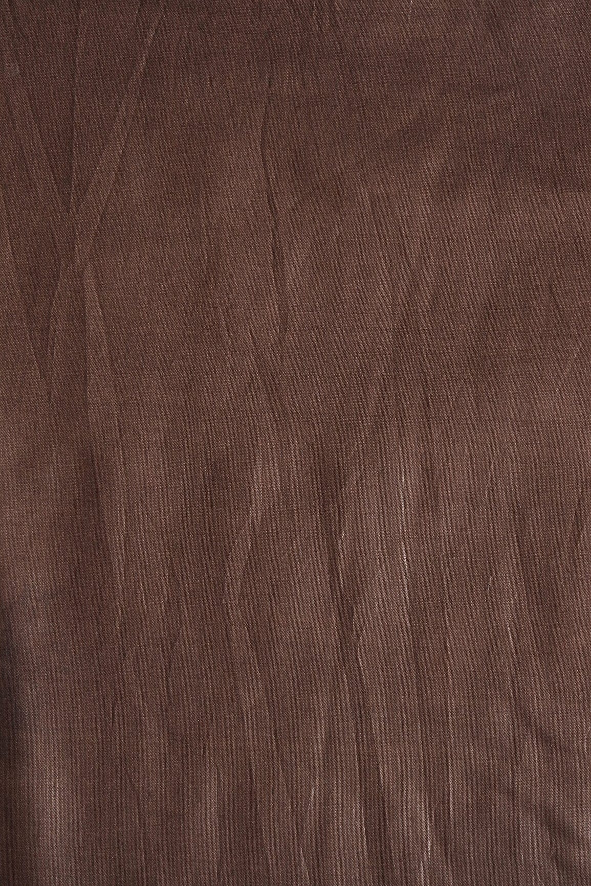 doeraa Plain Fabrics Dark Brown Dyed Viscose Chanderi Silk Fabric