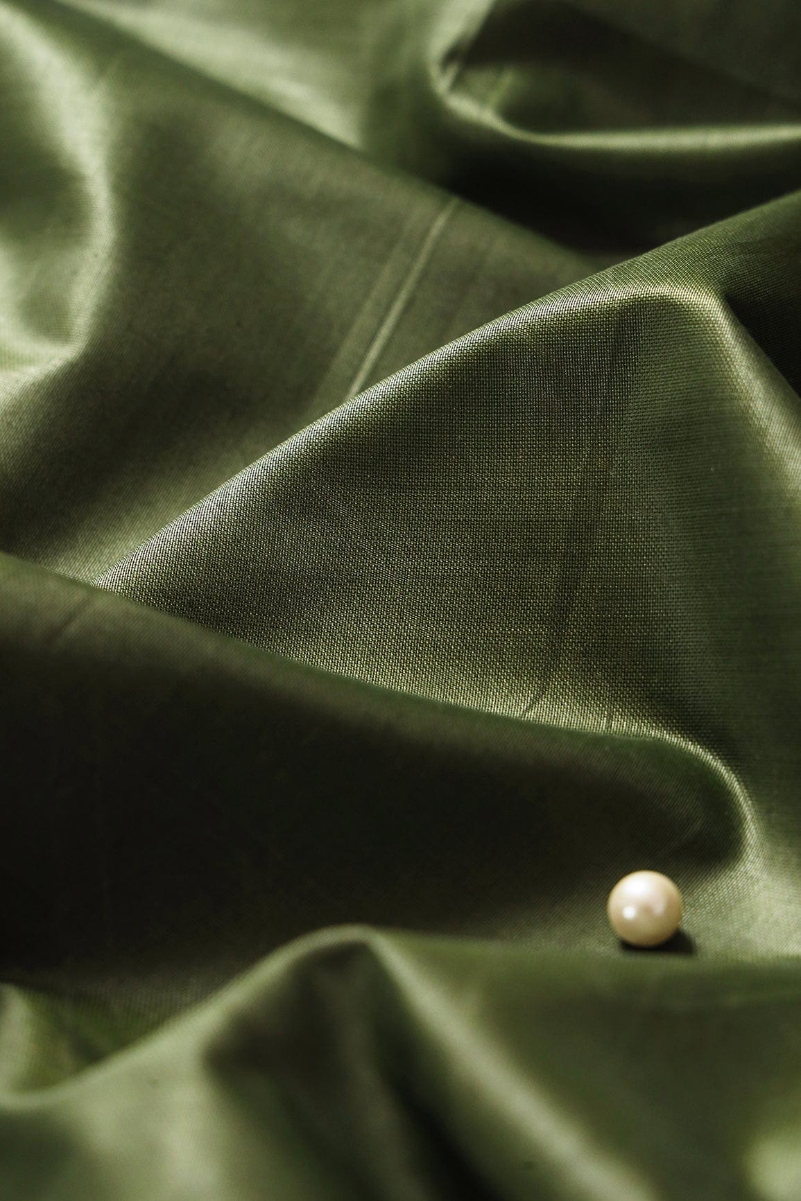 doeraa Plain Fabrics Dark Olive Dyed Viscose Chanderi Silk Fabric