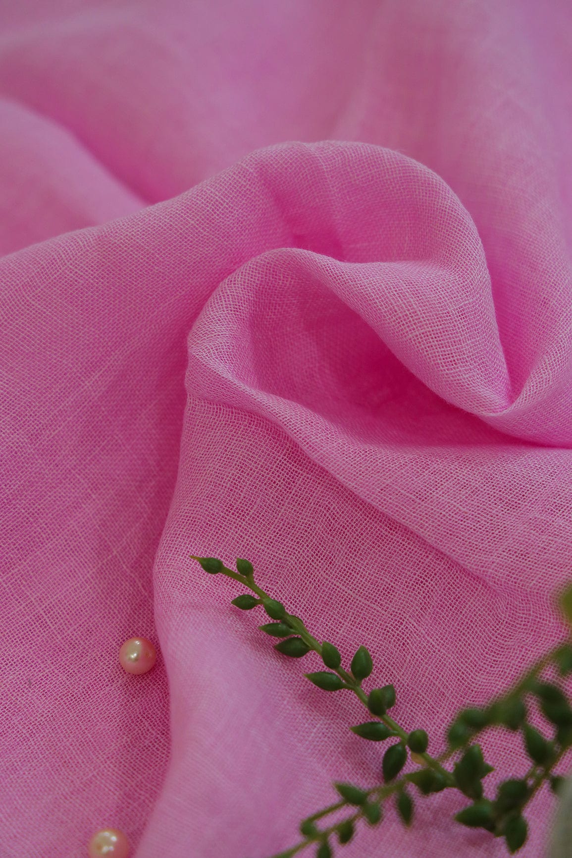 doeraa Plain Fabrics Pink Linen by Cotton Fabric