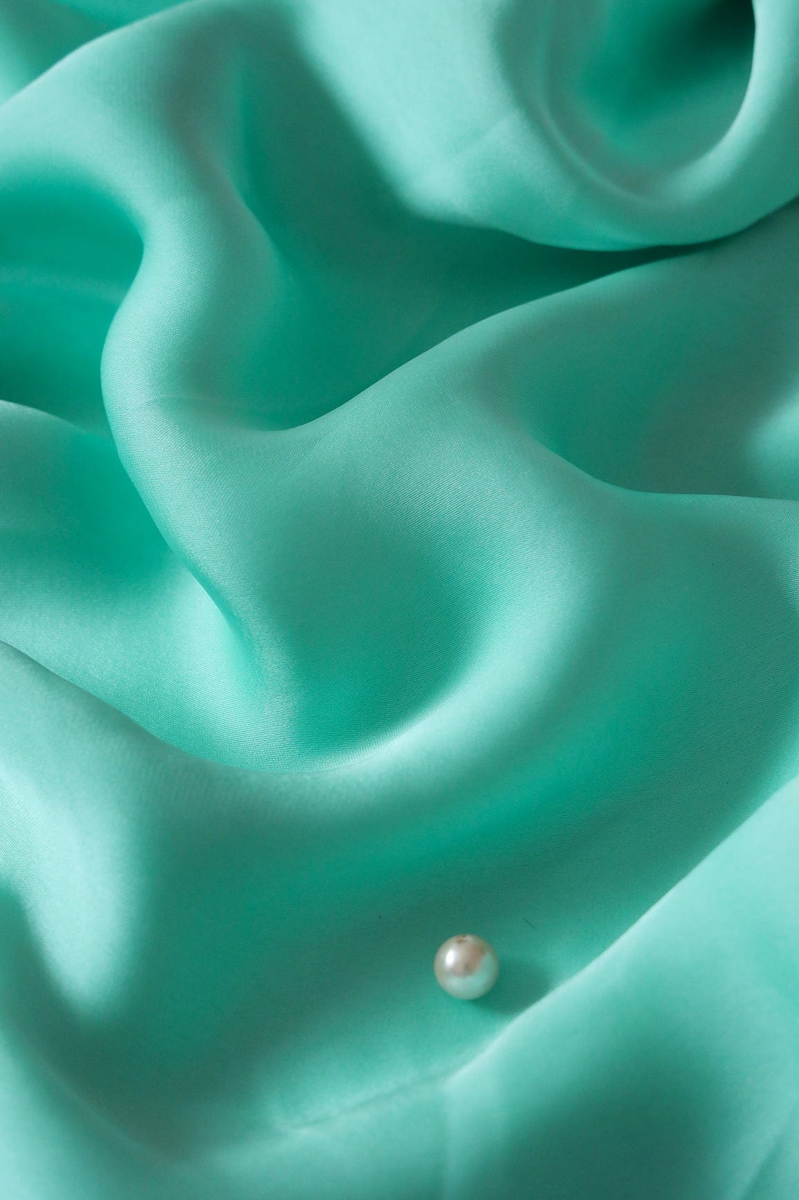 doeraa Plain Fabrics Sea Green Dyed Georgette Satin Fabric