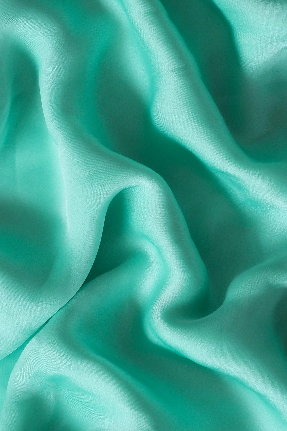 doeraa Plain Fabrics Sea Green Dyed Georgette Satin Fabric