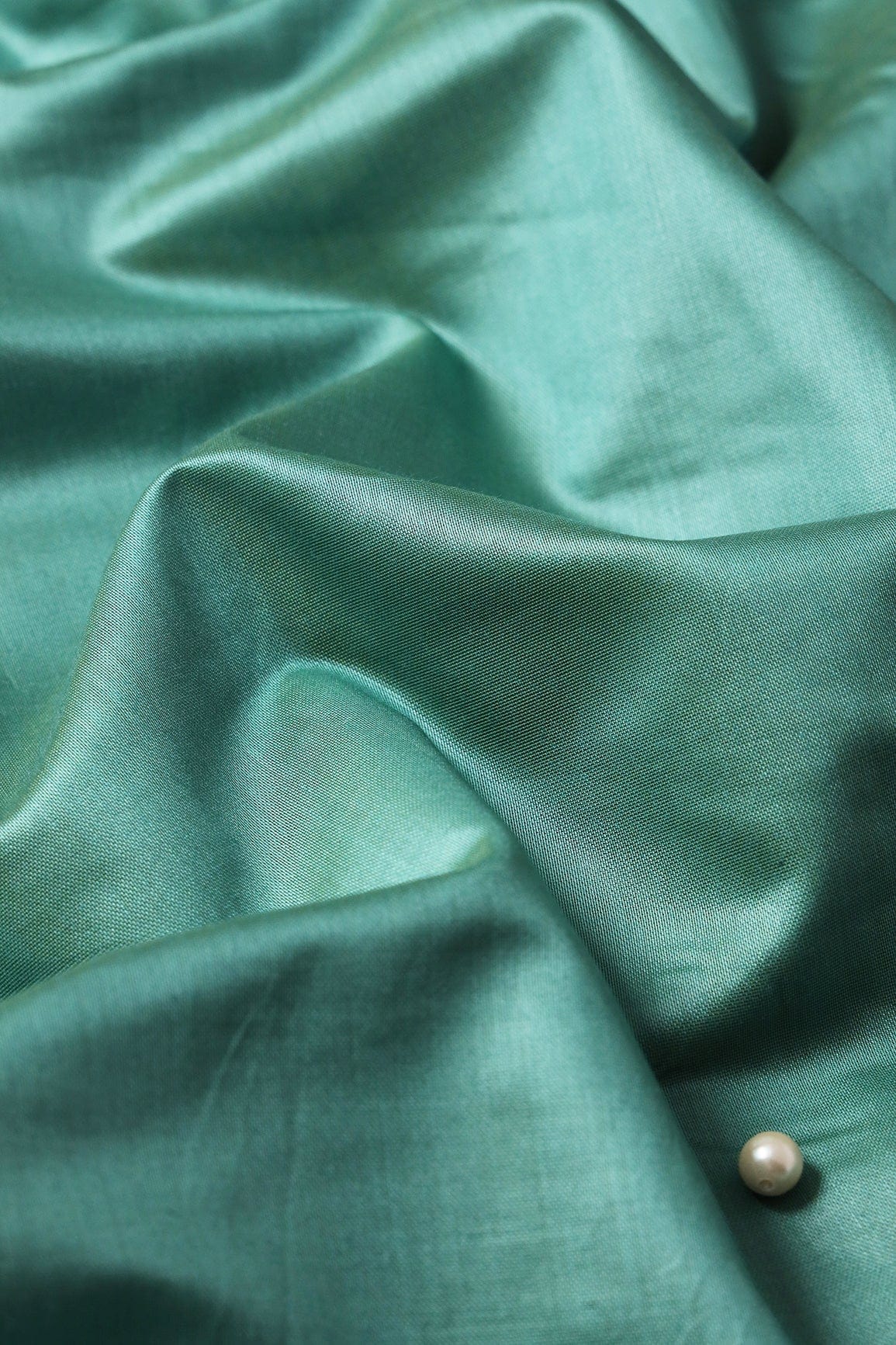 doeraa Plain Fabrics Teal Dyed Viscose Chanderi Silk Fabric