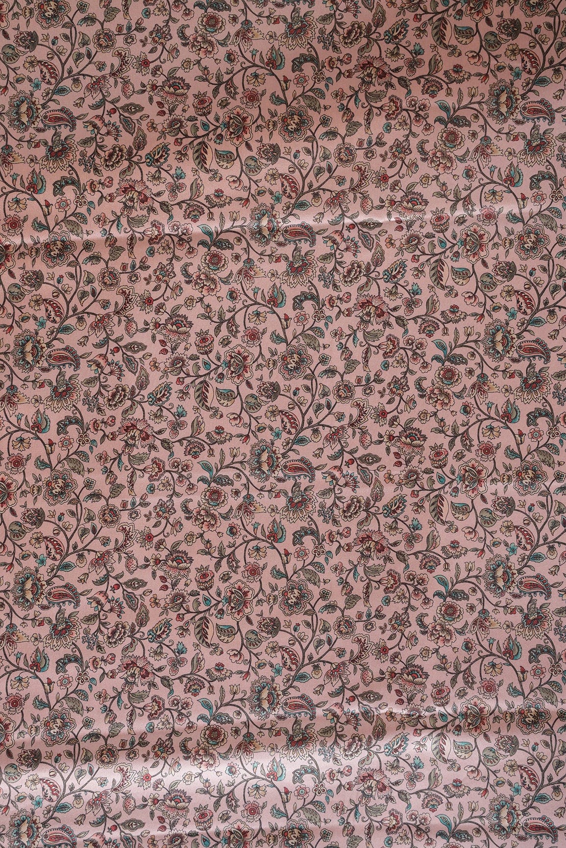 doeraa Prints Baby Pink Ethnic Pattern Digital Print On Satin Fabric