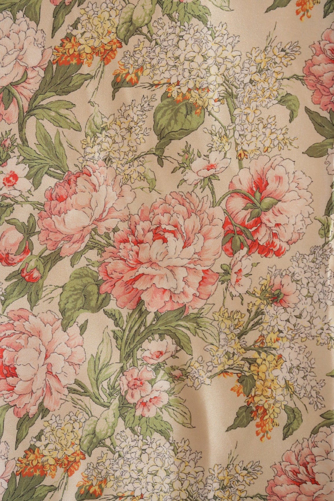 doeraa Prints Beautiful Multi Color Floral Pattern Digital Print On Cream Satin Fabric