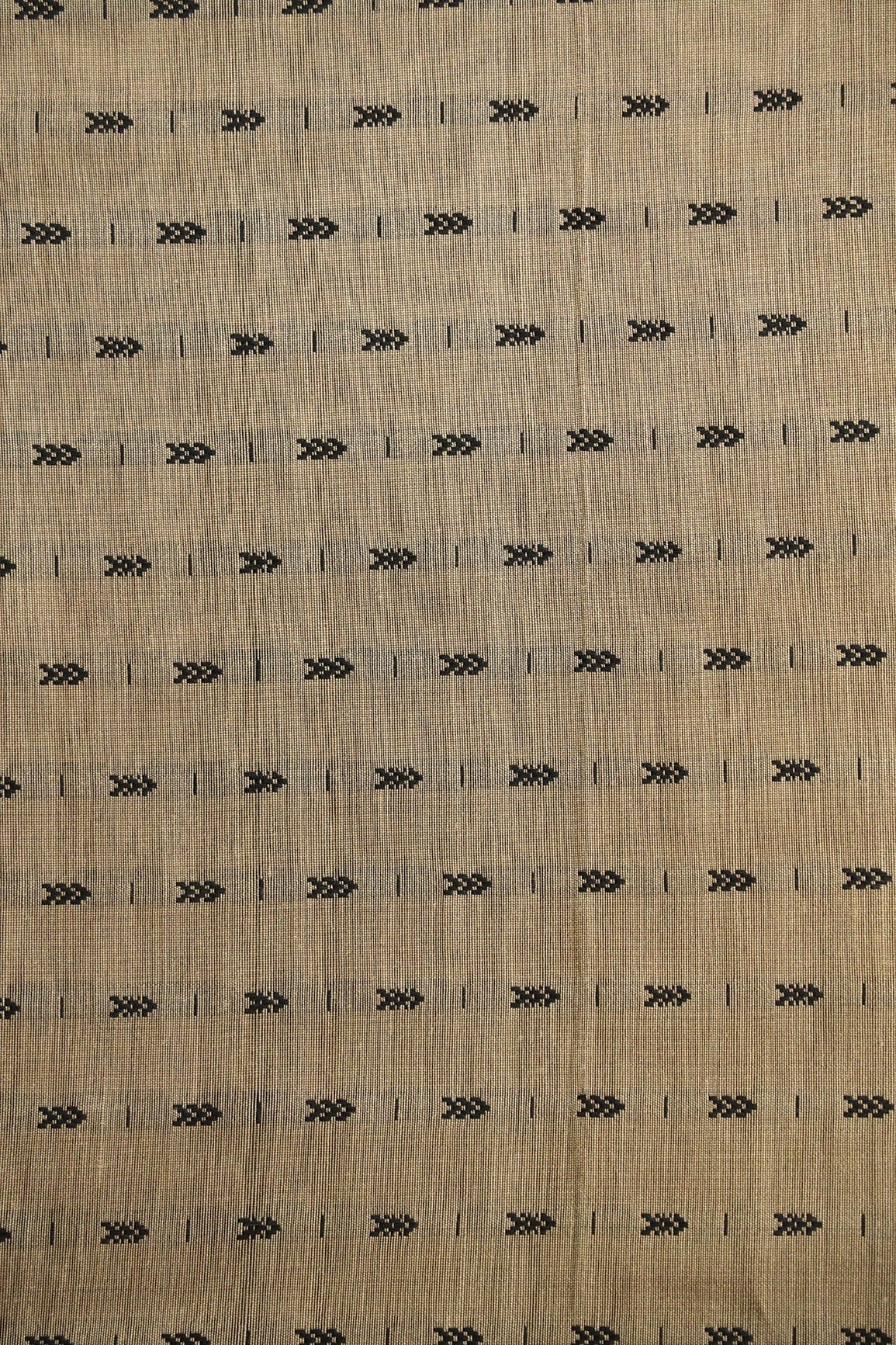 doeraa Prints Beige And Black Geometric Pattern Handwoven Two Tone Chanderi Silk Fabric