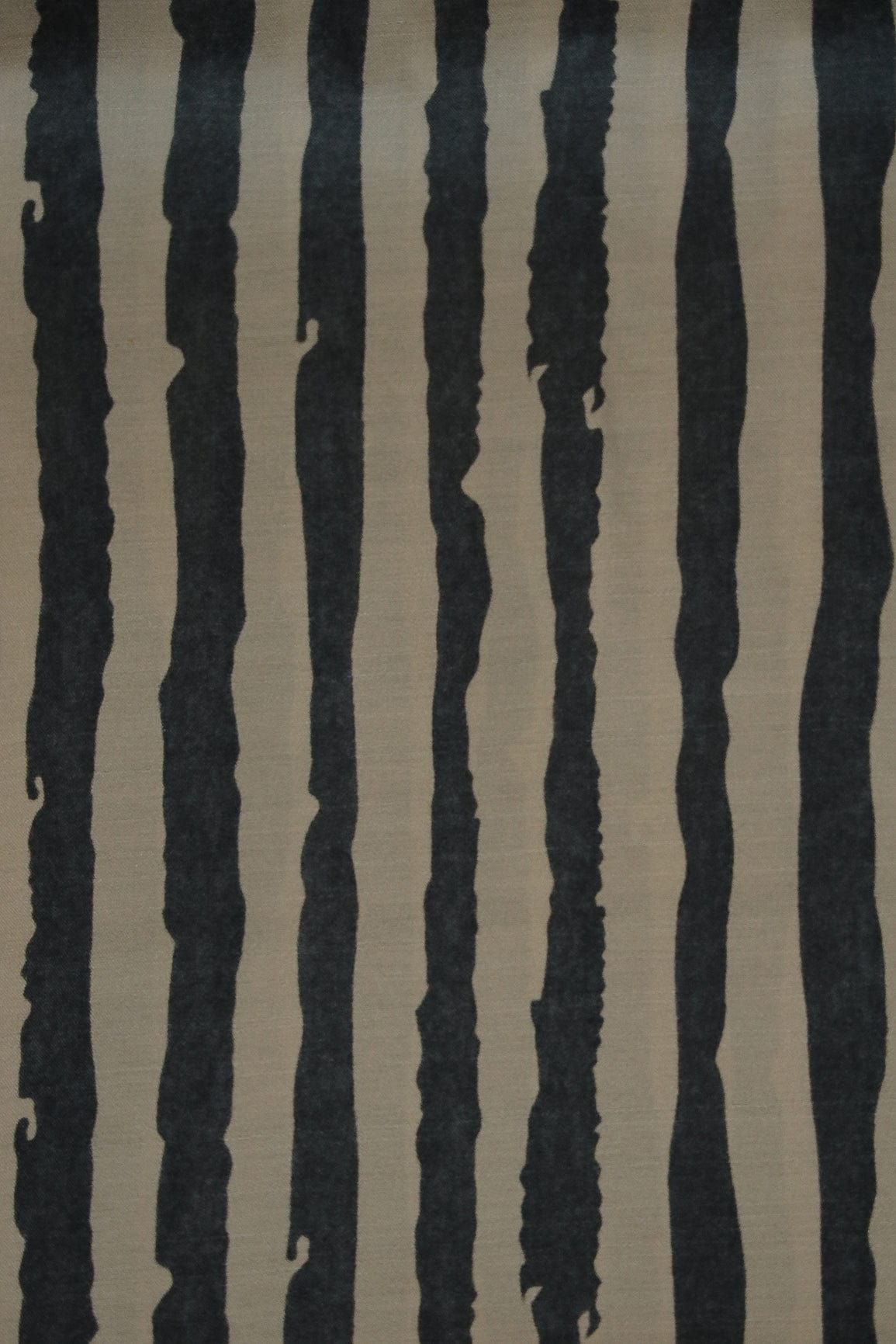 doeraa Prints Beige and Black Stripes Digital Print on Tussar Satin Fabric