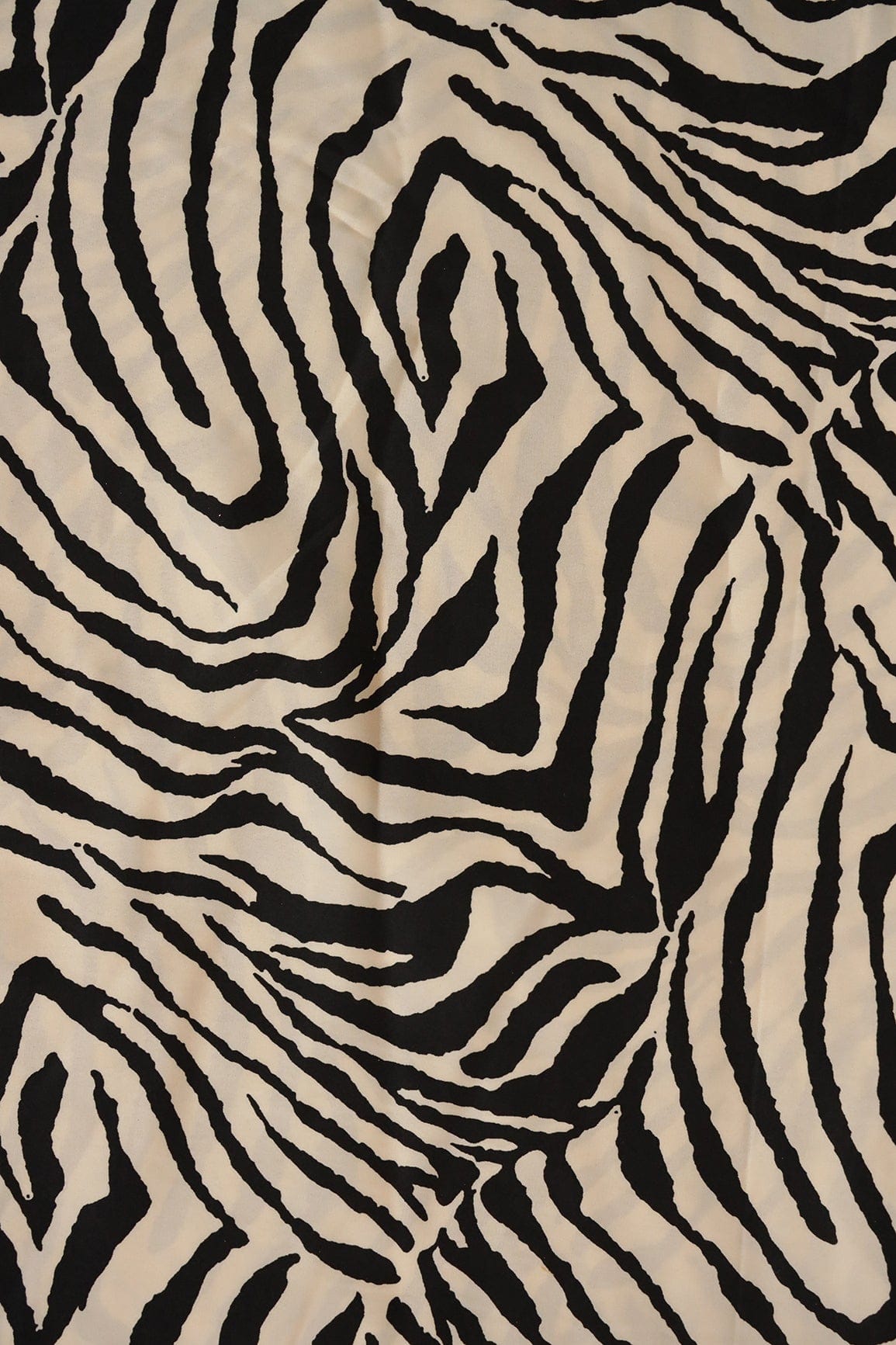 doeraa Prints Big Width "56" Black Animal Digital Print On White Crepe Satin Fabric