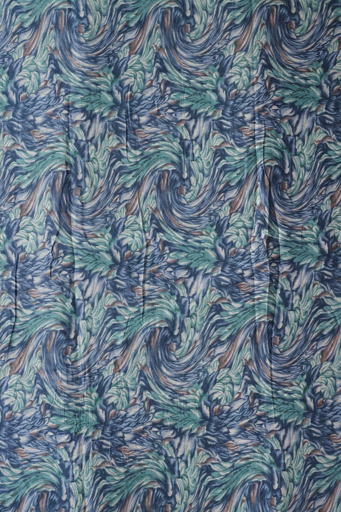 doeraa Prints Blue And Green Abstract Pattern With Foil Print On Pure Mul Cotton Fabric