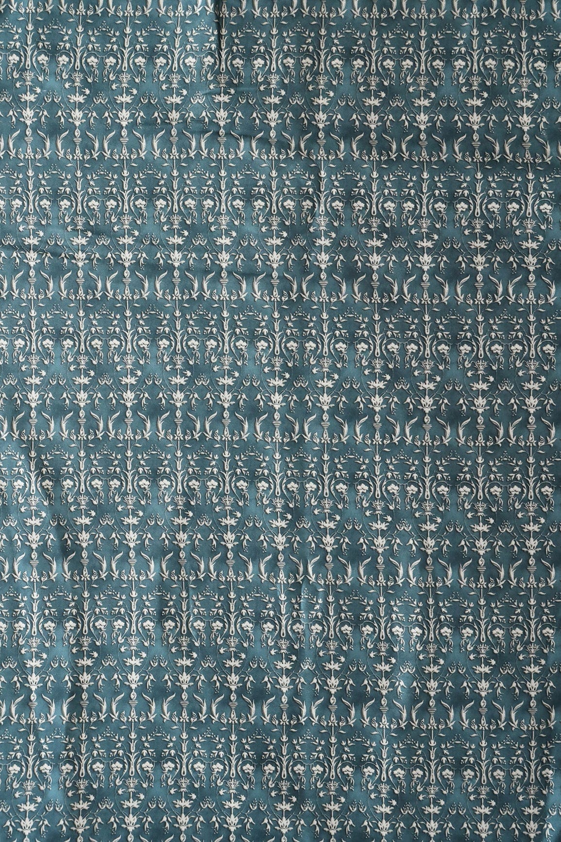 doeraa Prints Blue Jay Ethnic Pattern Digital Print On Satin Fabric