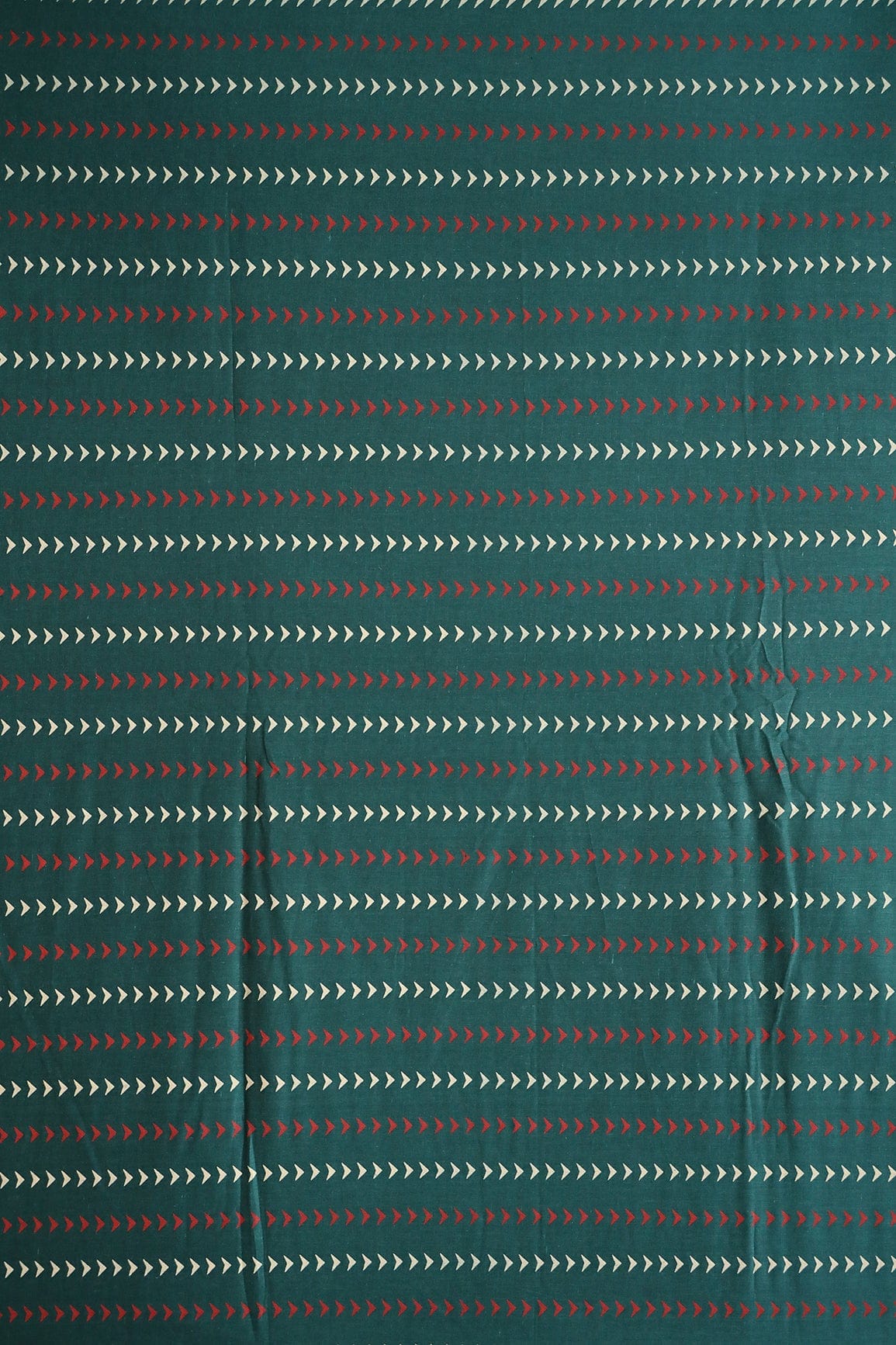 doeraa Prints Bottle Green And Red Geometric Pattern Ajrakh Screen Print on organic Cotton Fabric