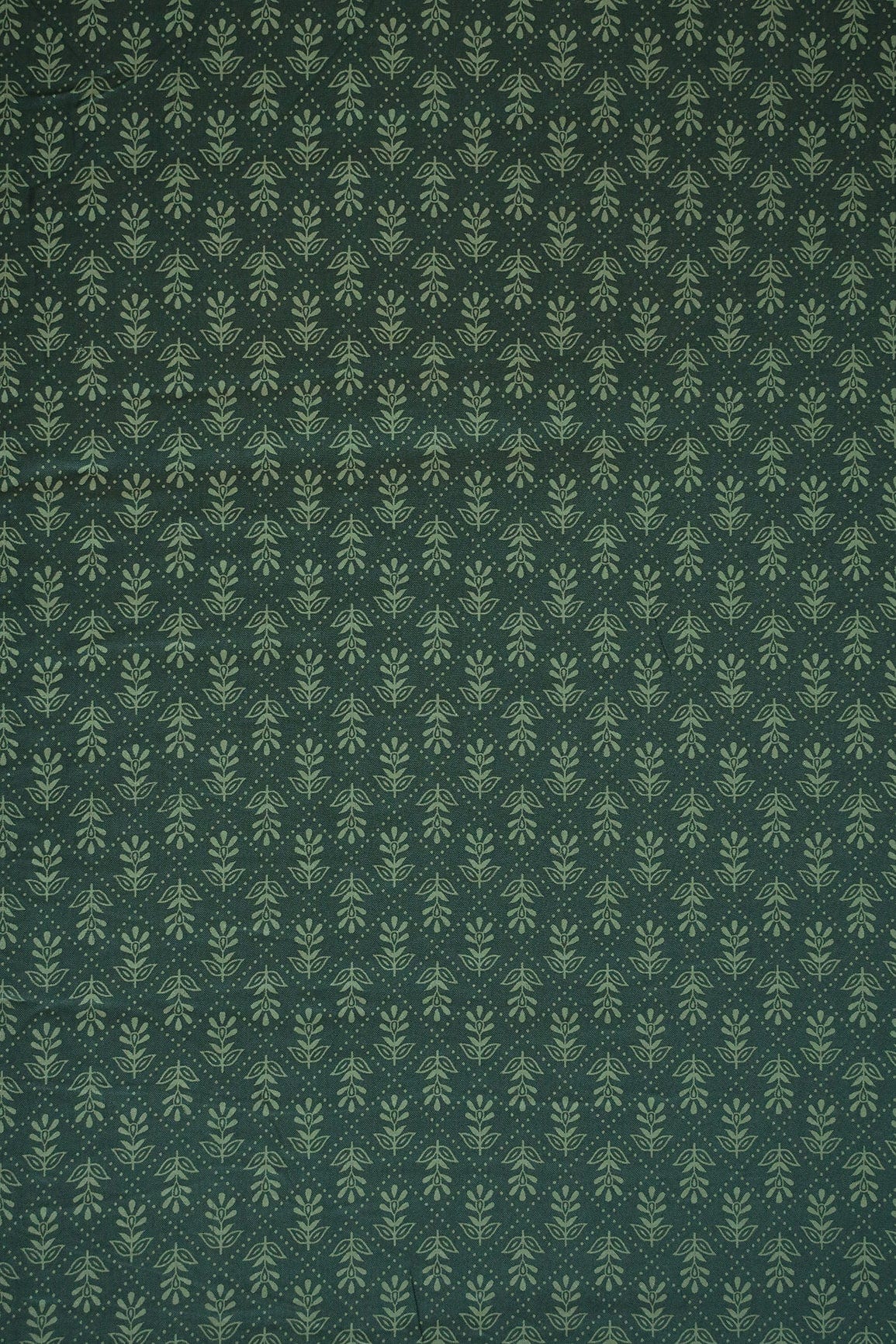 doeraa Prints Bottle Green Small Floral Booti Pattern Screen Print Cotton Rayon Fabric