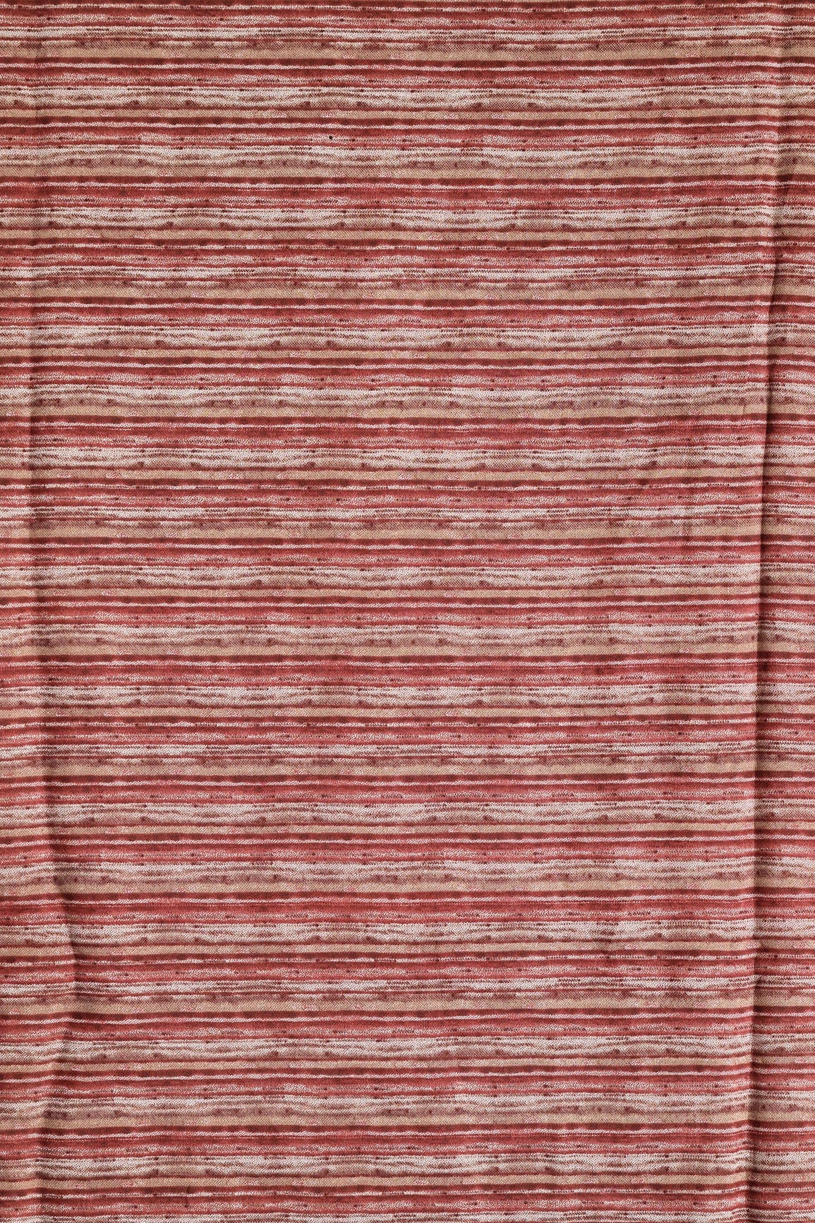 doeraa Prints Brown And Beige Stripes Print On Pure Chanderi Silk Fabric