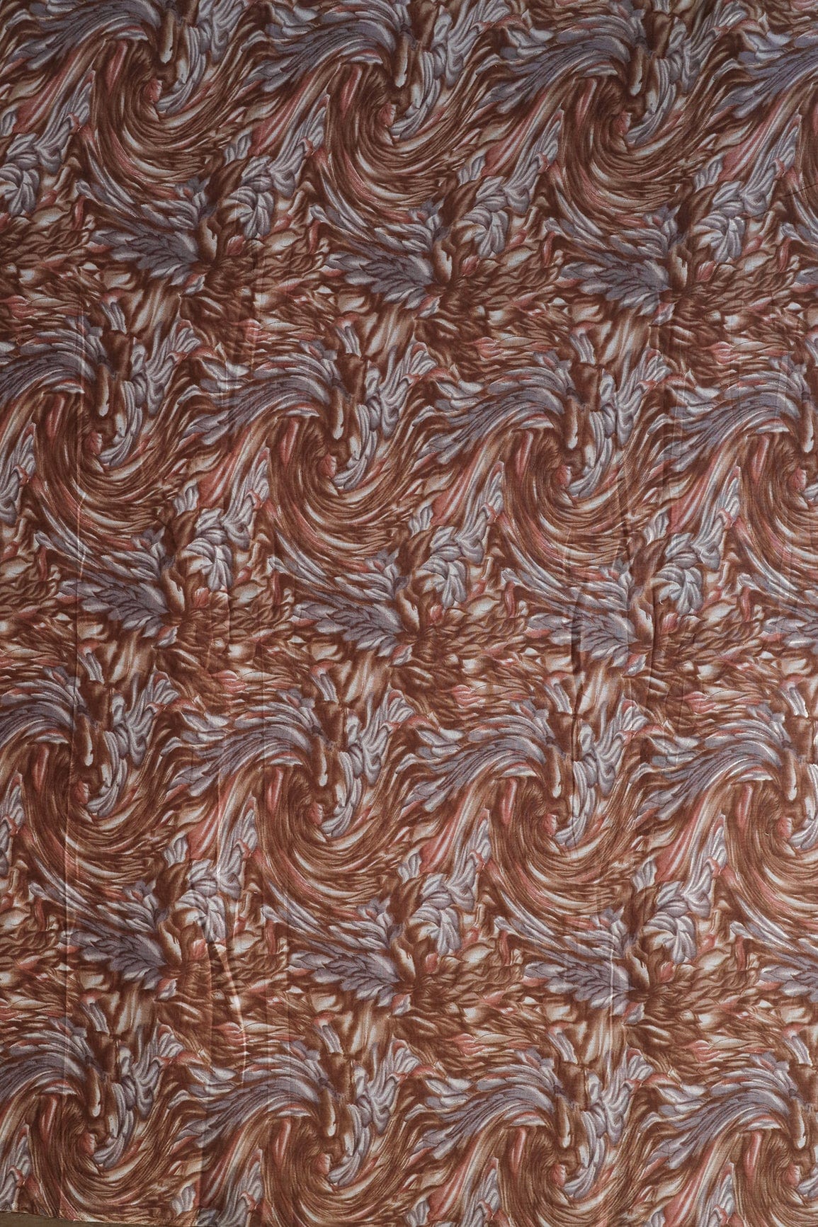 doeraa Prints Brown And Grey Abstract Pattern With Foil Print On Pure Mul Cotton Fabric