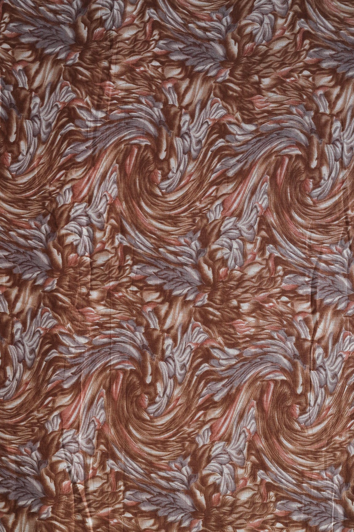 doeraa Prints Brown And Grey Abstract Pattern With Foil Print On Pure Mul Cotton Fabric
