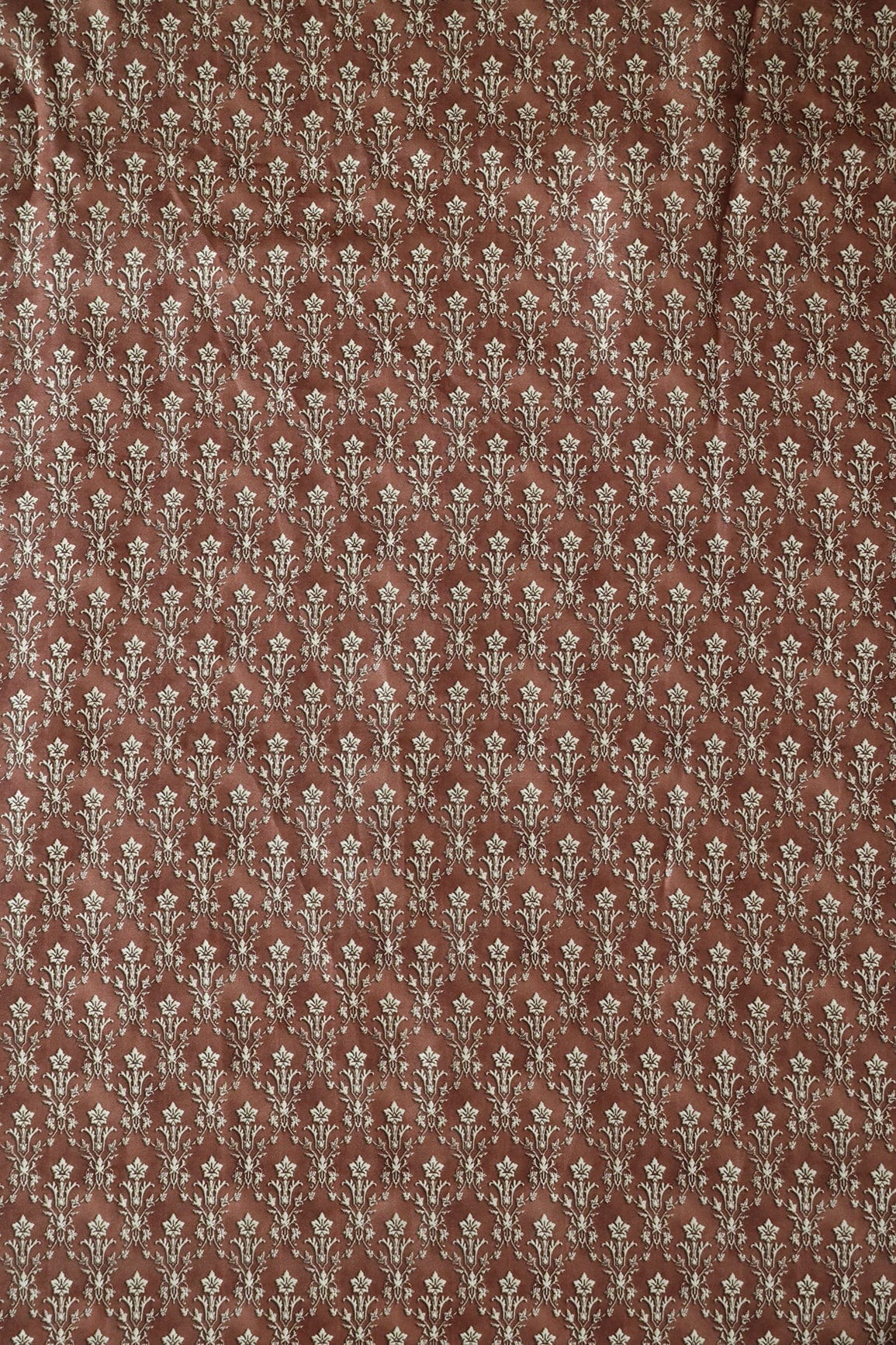 doeraa Prints Brown Ethnic Pattern Digital Print On Satin Fabric