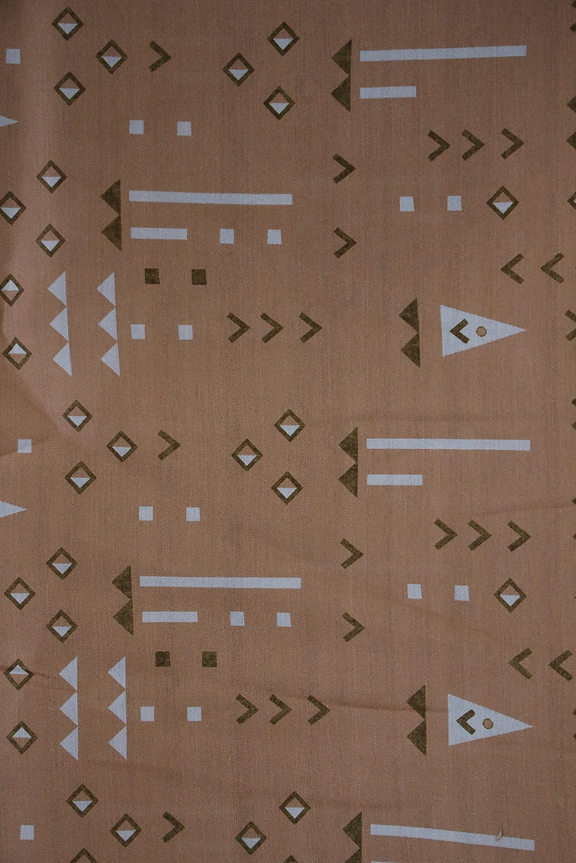 doeraa Prints Brown Geometric Digital Print on Tussar Satin Fabric