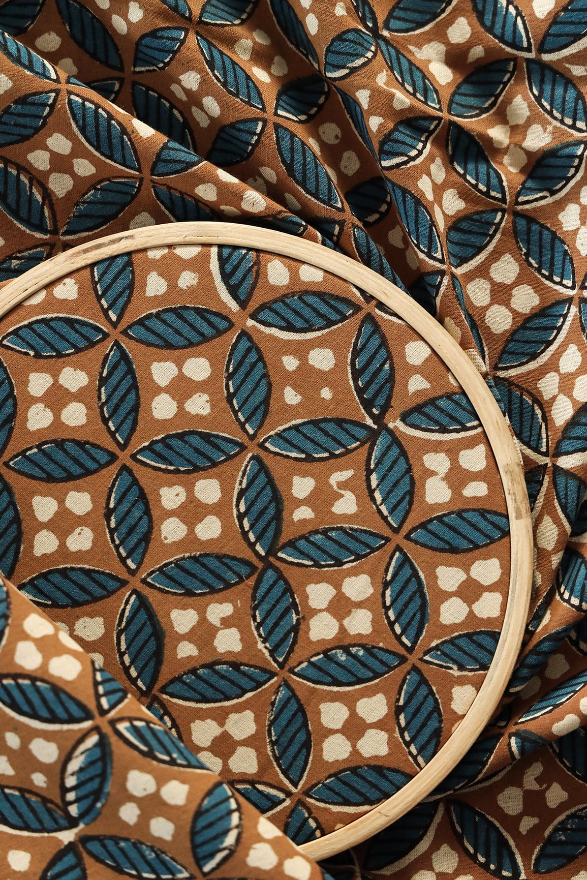 doeraa Prints Brown Geometric Handblock on organic Cotton Fabric
