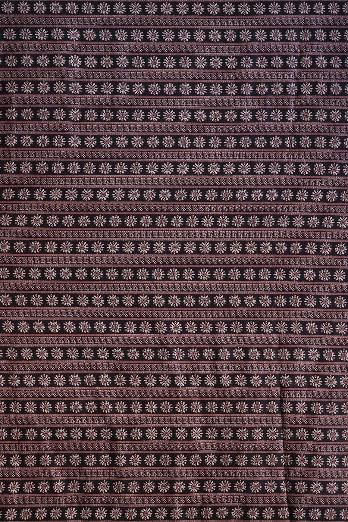 doeraa Prints Brown Traditional Pattern Screen Print On Chanderi Silk Fabric