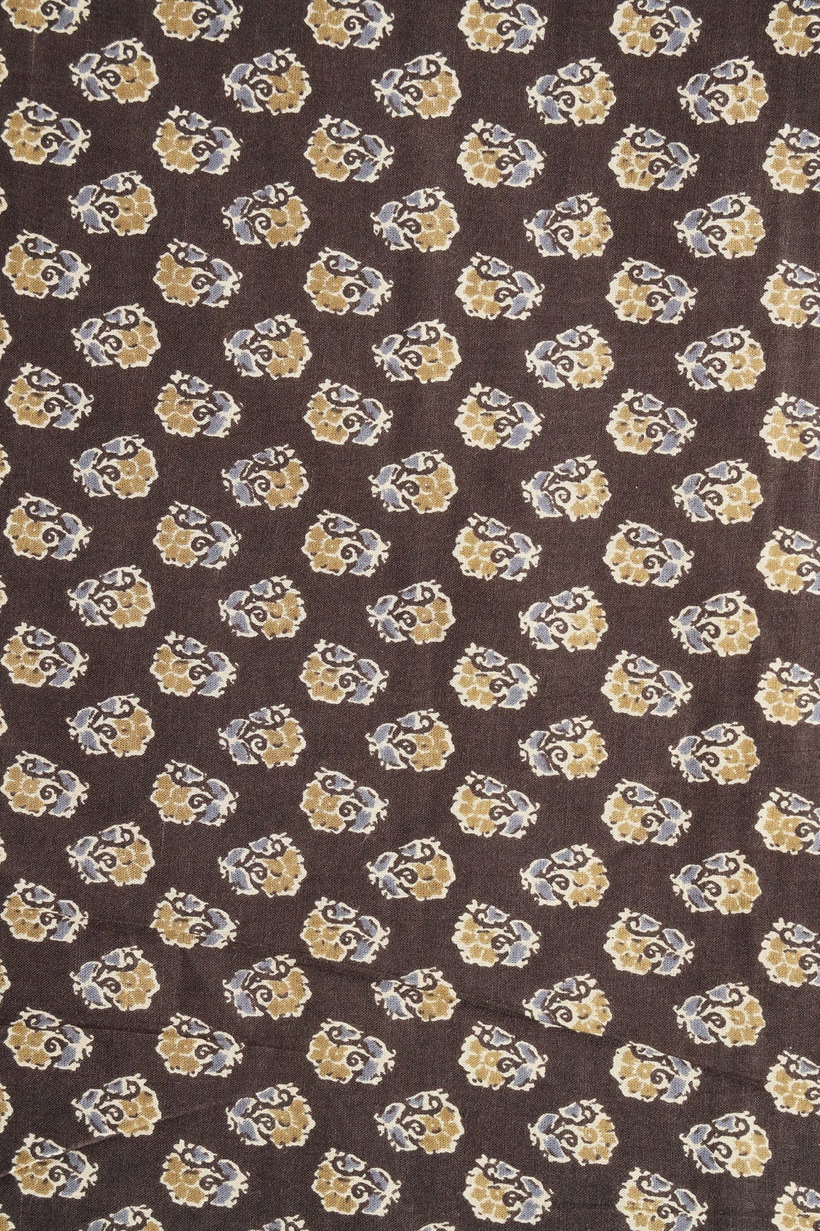doeraa Prints Dark Brown And Olive Floral Print On Pure Mul Cotton Fabric