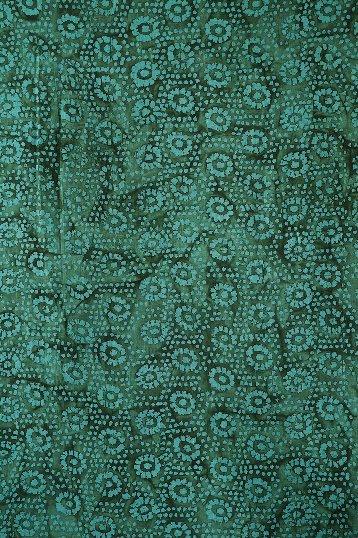 doeraa Prints Green And Teal Floral Pattern Batik Handblock Organic Cotton Fabric