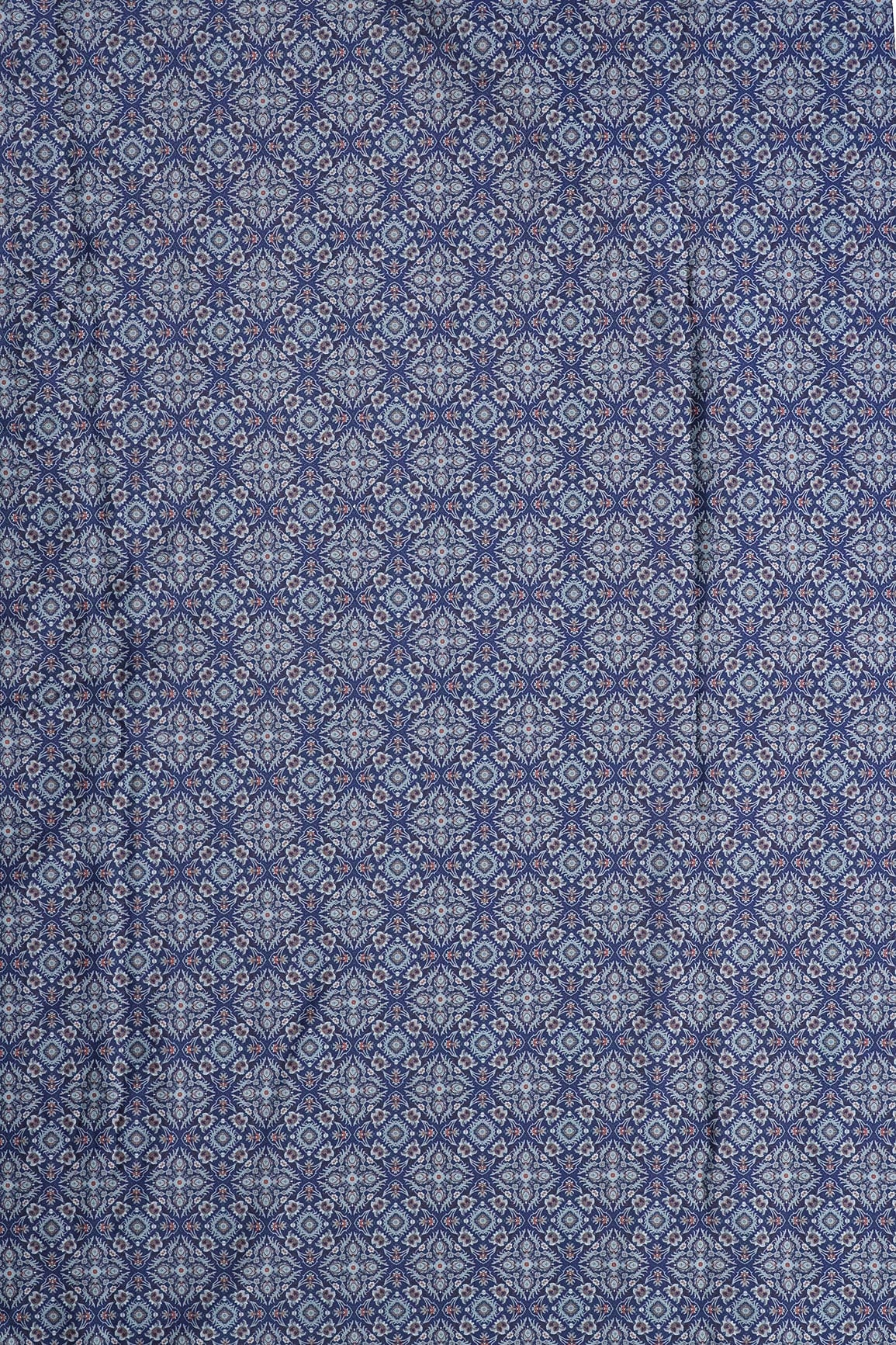 doeraa Prints Grey And Orange Traditional Pattern Digital Print On Royal Blue French Crepe Fabric