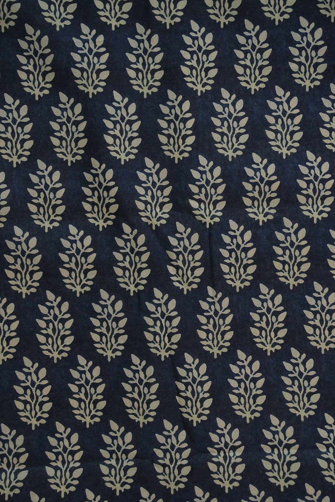 doeraa Prints Leafy Motif Digital Print Design on Blue Tussar Silk Fabric