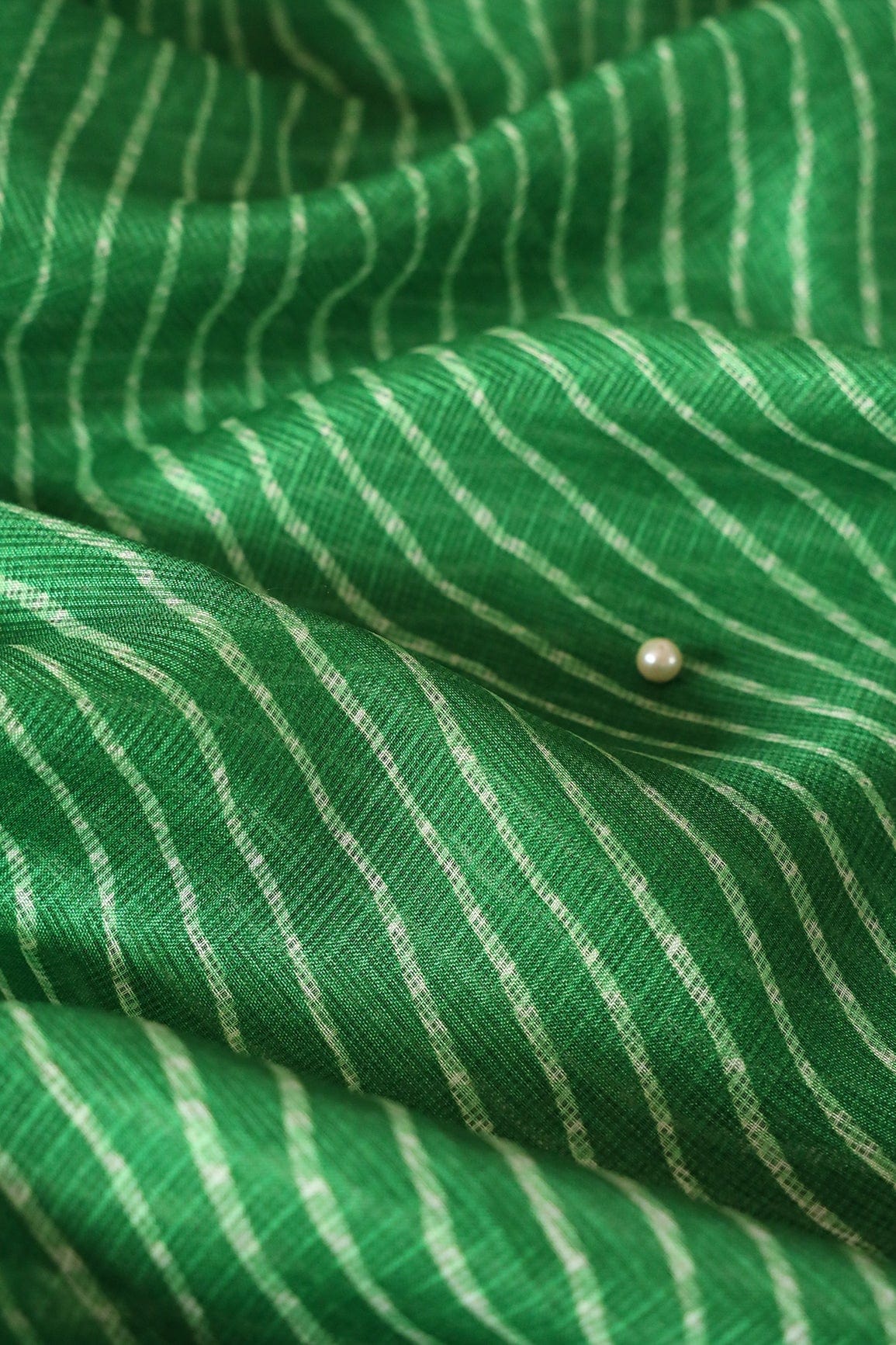 doeraa Prints Light Green And Green Leheriya Print On Kota Doria Fabric