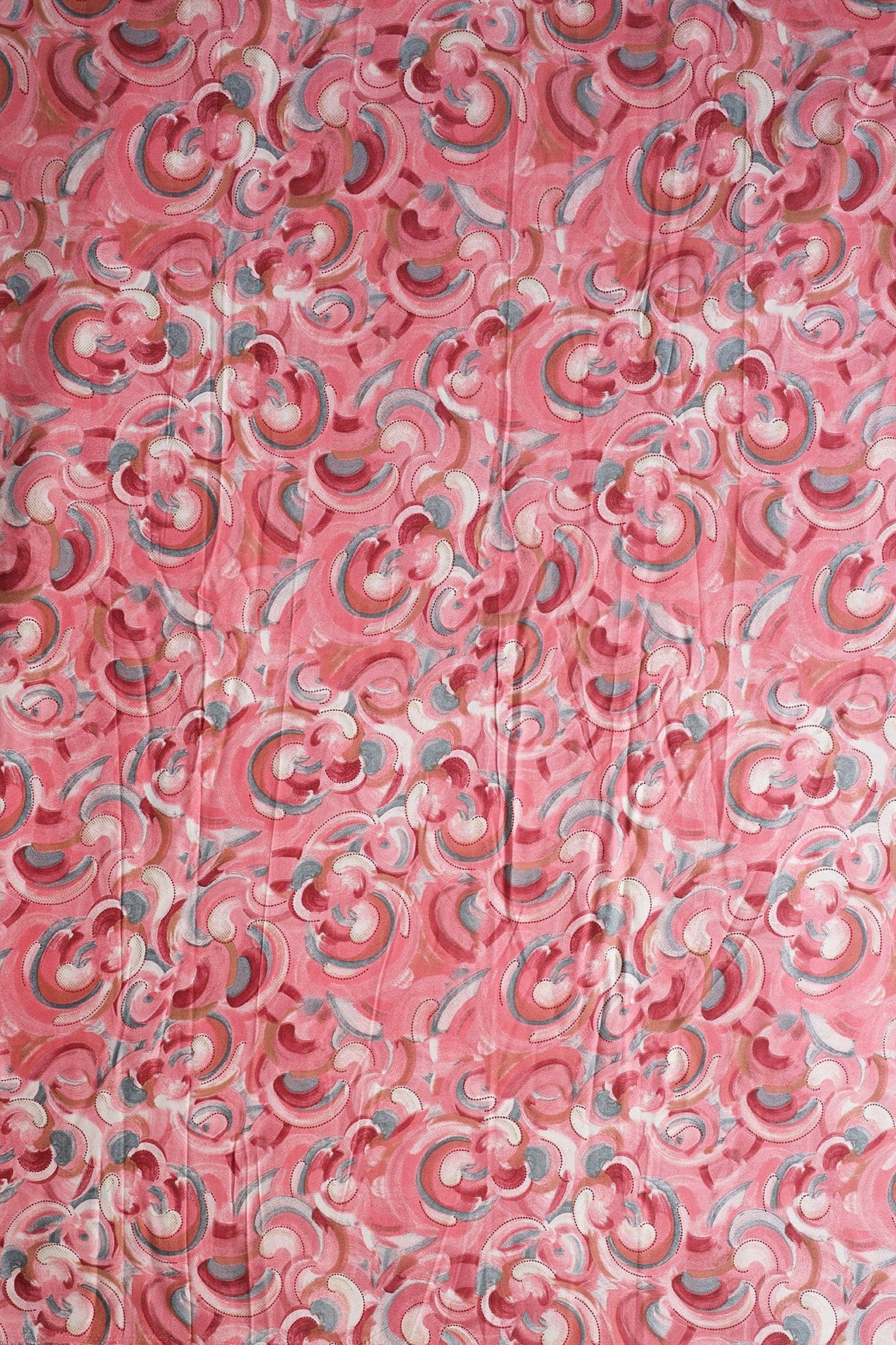 doeraa Prints Light Pink And Multi Color Abstract Pattern With Foil Print On Rayon Fabric