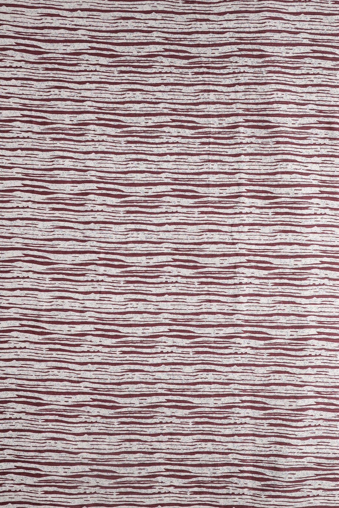 doeraa Prints Maroon And White Stripes Pattern Handblock Organic Kantha Cotton Fabric
