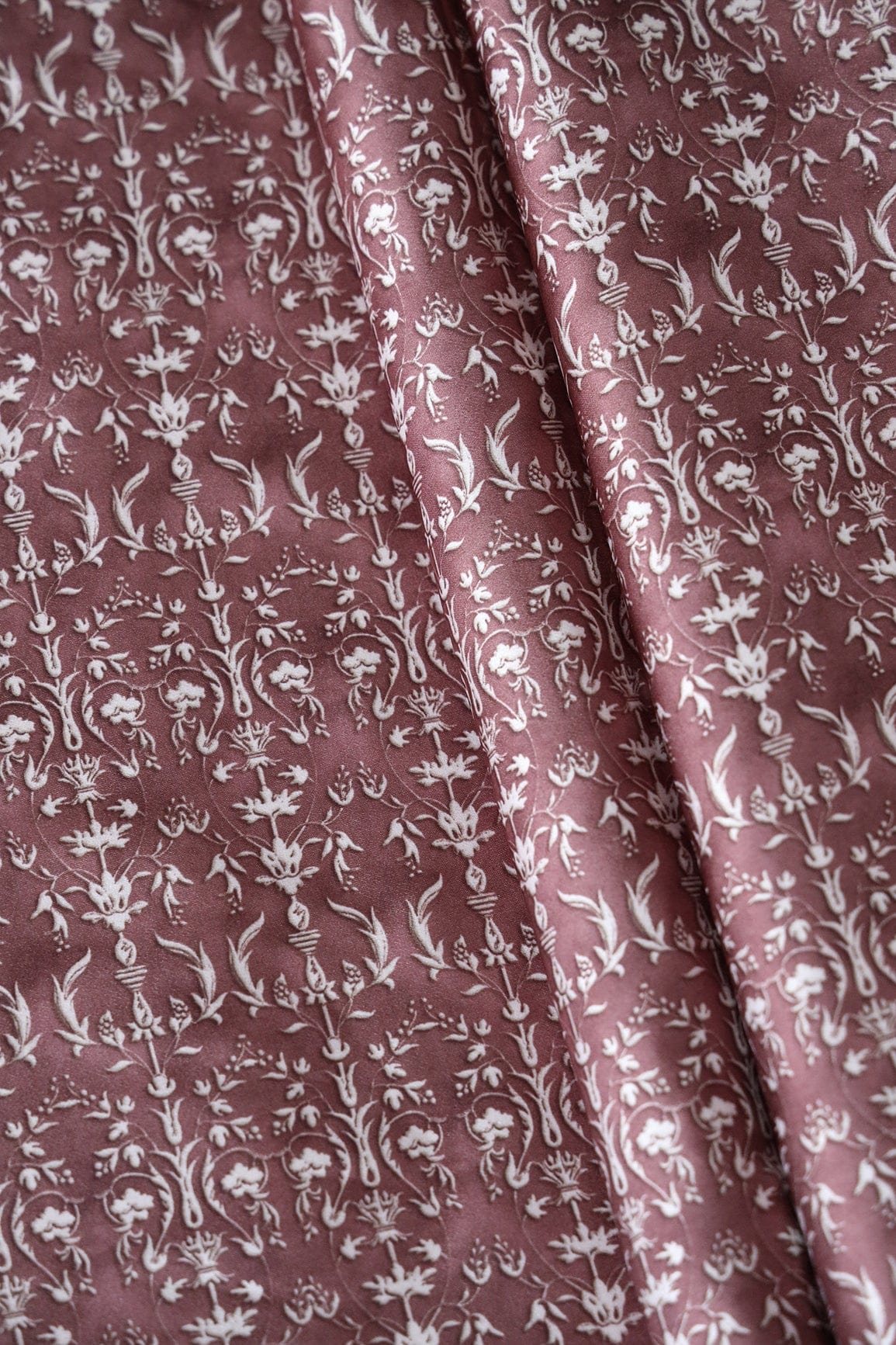 doeraa Prints Mauve Ethnic Pattern Digital Print On Satin Fabric