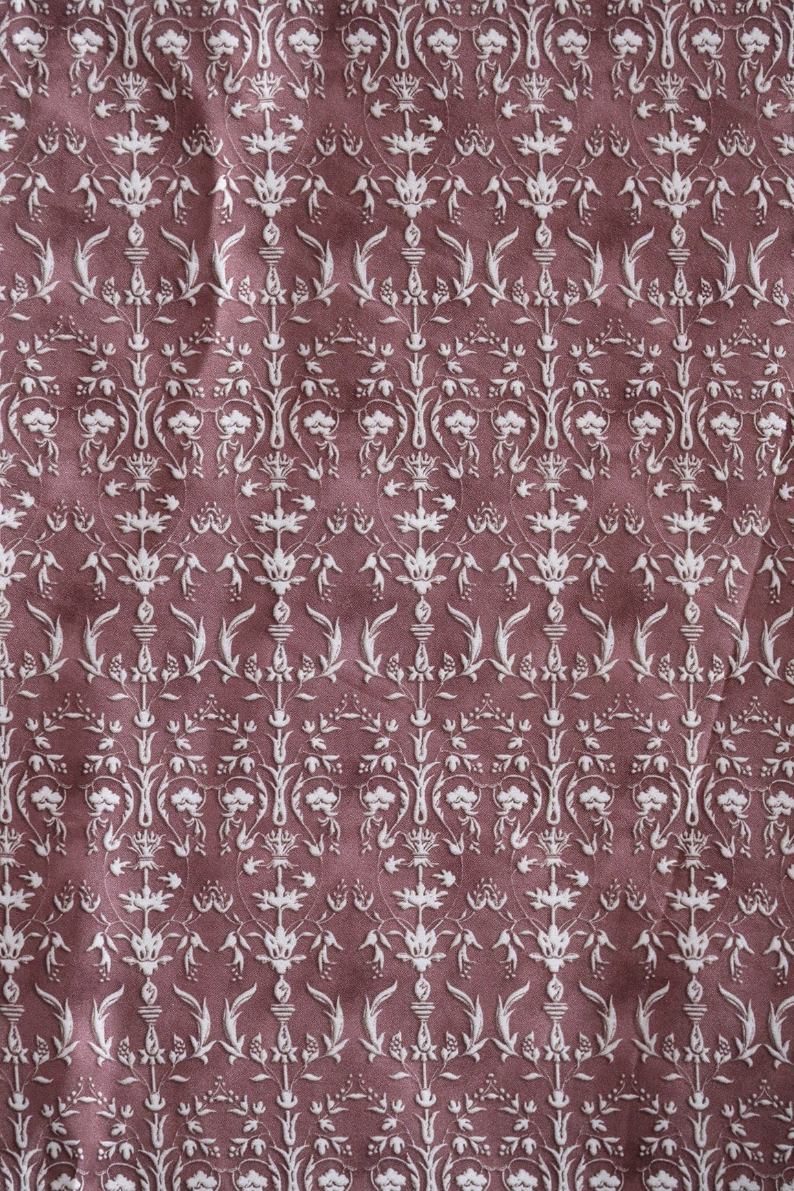 doeraa Prints Mauve Ethnic Pattern Digital Print On Satin Fabric